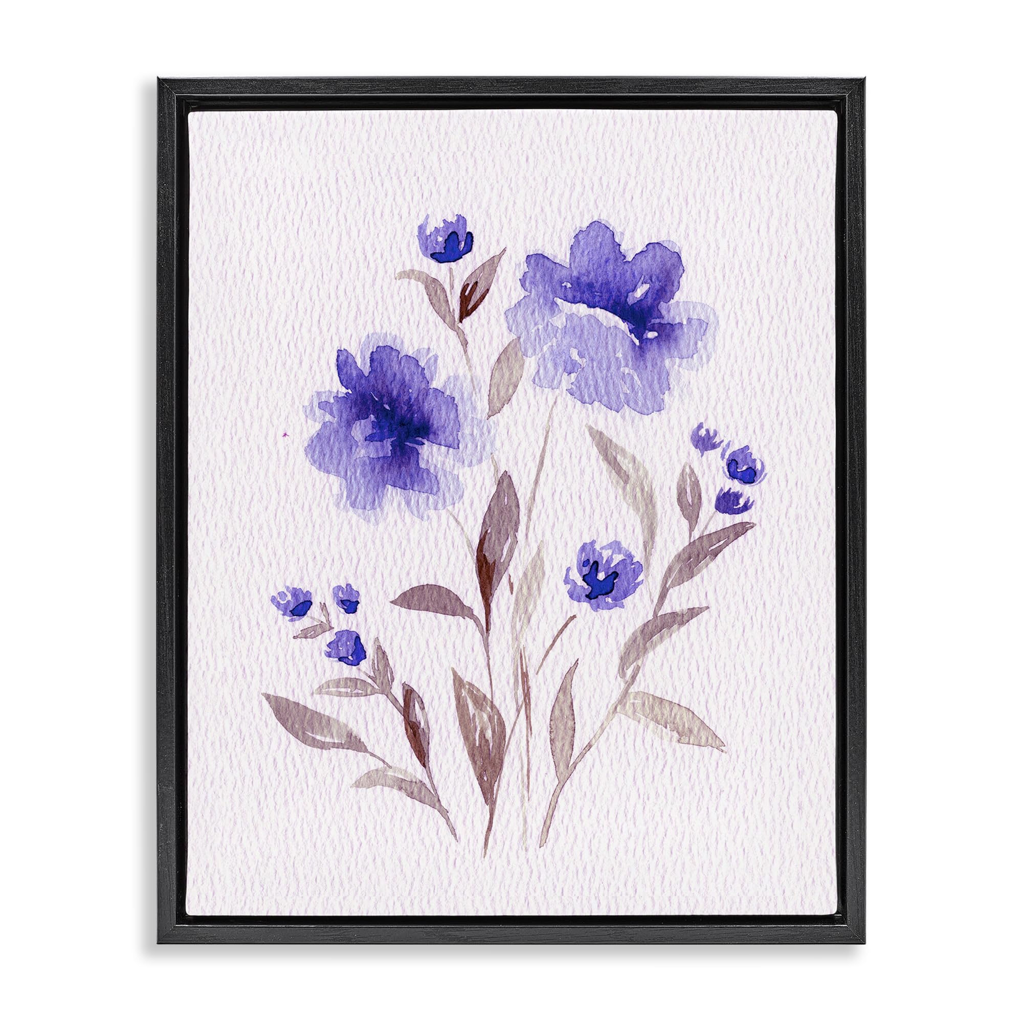 Stupell Industries Jet Black (Matte) 'Blooming Purple Flowers'| Floating Frame Canvas Art