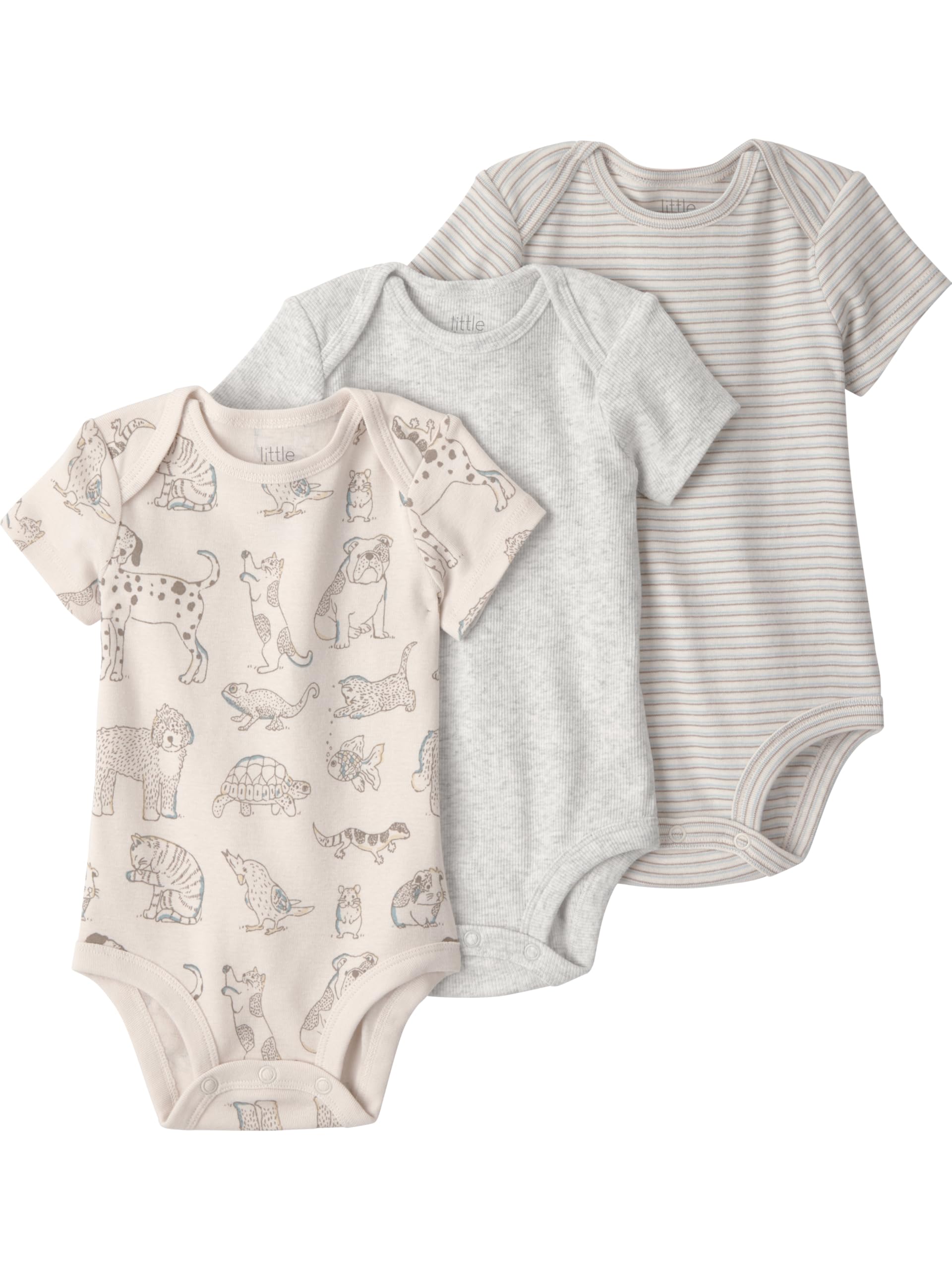 little planet by carter's Unisex Baby 3-pack Short Sleeve Bodysuits Made With Organic Cotton