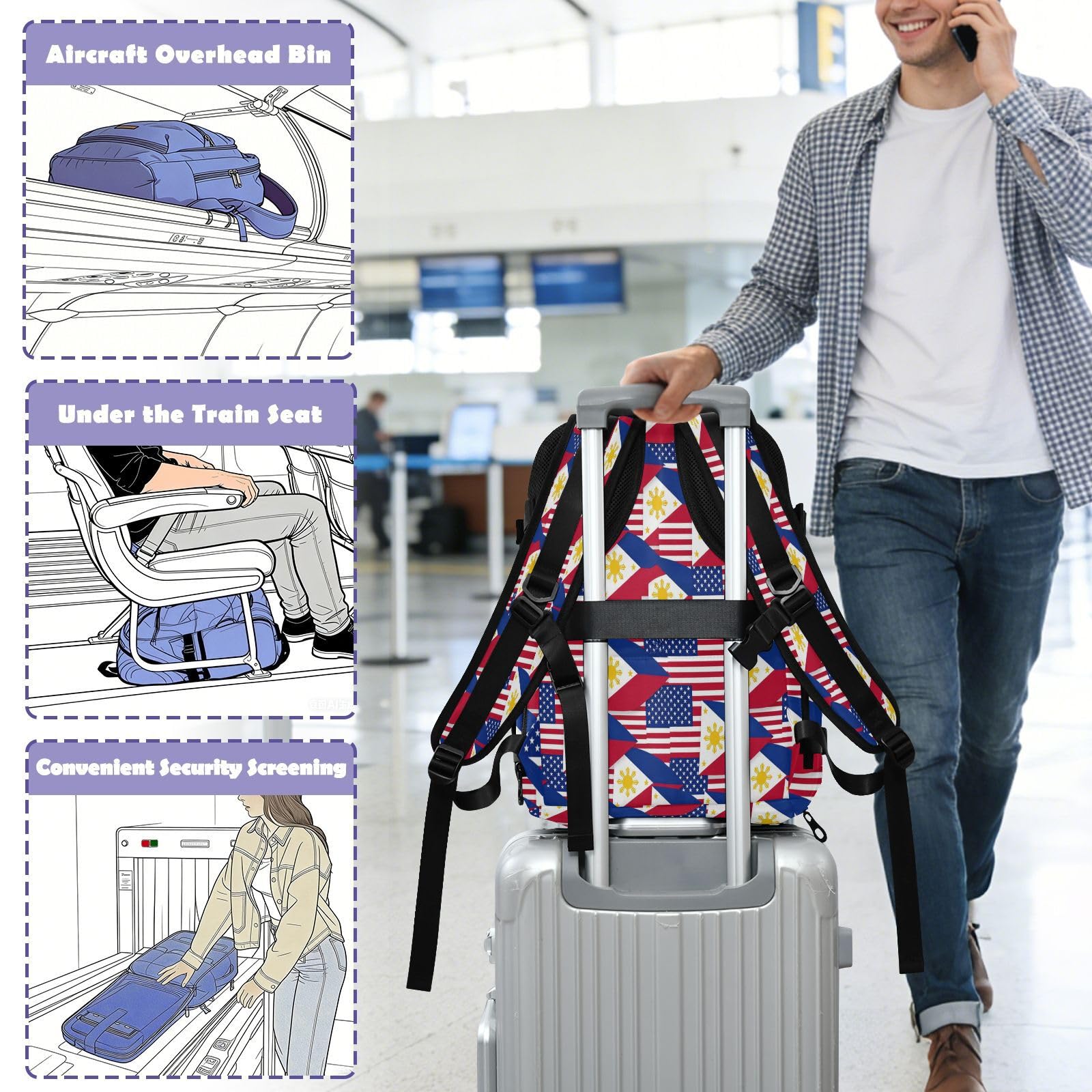 Plecak podręczny do samolotów 15-calowa torba na laptopa dla kobiet | Czysty design torba do szkoły USA i Filipiny Yin Yang torba na laptopa 15,6 cala dla kobiet praca mochilas para mujer 20L