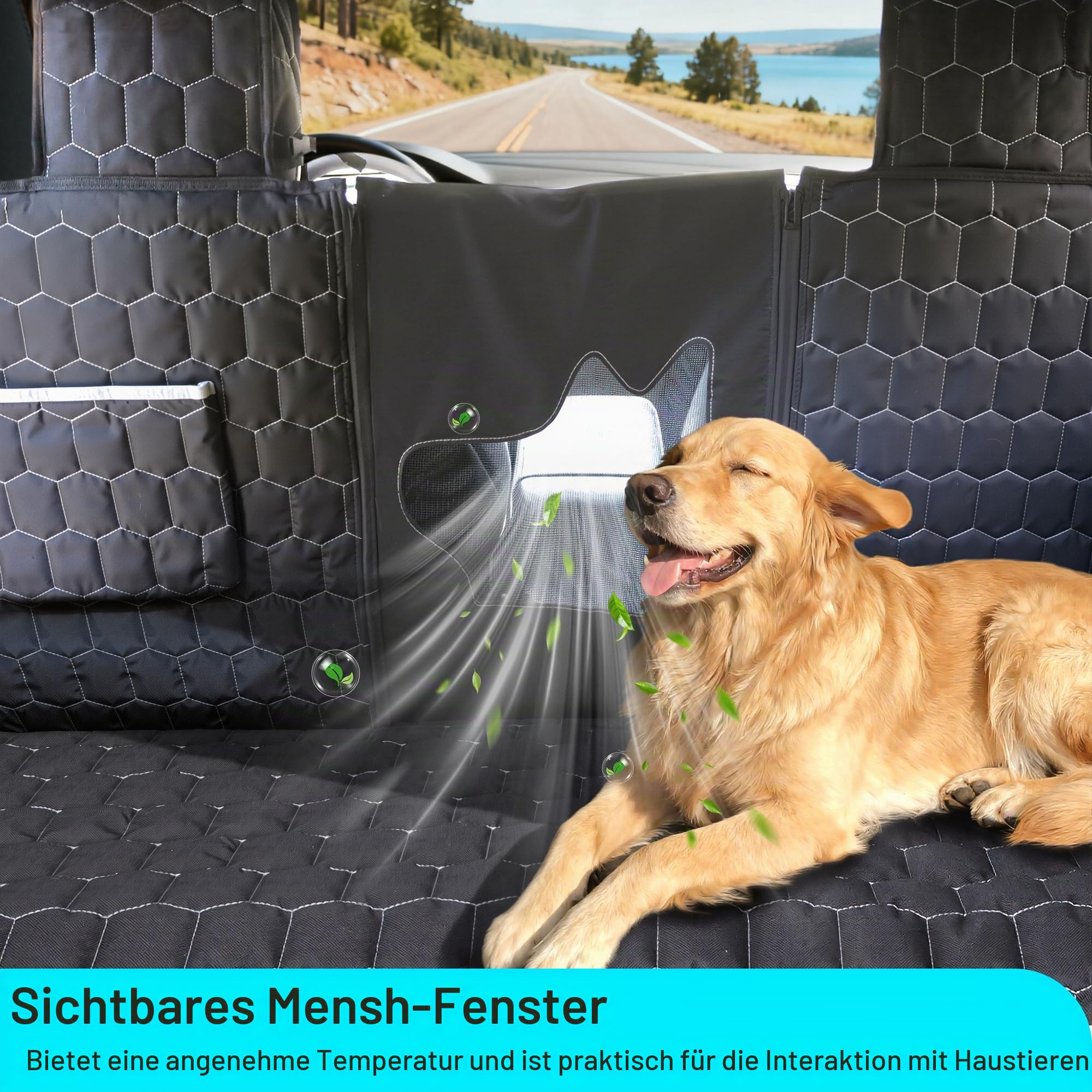 Meginc Hundesitzbezüge für Rücksitz, Autositz für Tesla Model 3, 100% wasserdichter Haustiersitzbezug schützt vor Kratzern, Schrammen, Hundehängematte mit Netzfenster & Kopfstützenschutz