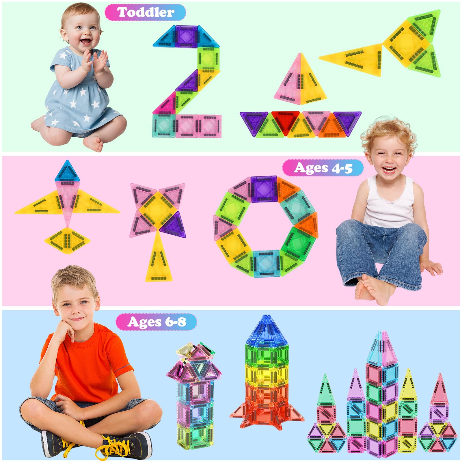 Płytki magnetyczne, klocki magnetyczne – zabawka podróżna w metalowym pudełku, MINI płytki magnetyczne – zestaw konstrukcyjny STEM, zabawki magnetyczne Montessori dla dzieci od 3 lat (B)