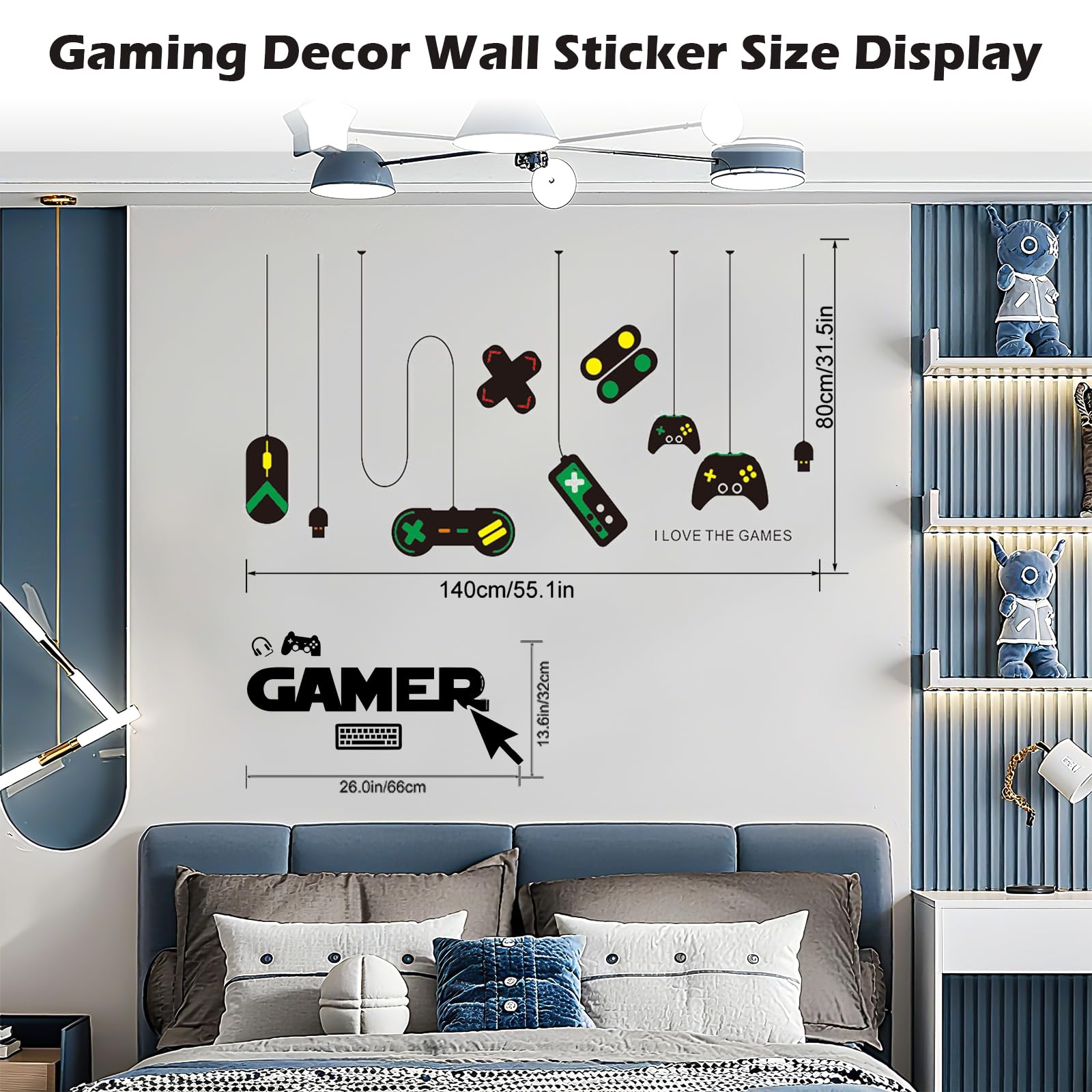 Naklejki ścienne na kontroler gier, 2 sztuki "Gamer Eat Sleep Game", "zrób to sam" naklejka na ścianę do pokoju męskiego i pokoju zabaw, odklejana, spersonalizowana dekoracja do gier (4)