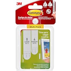 Ceramicas Adhesivas Para Pared Command Tiras Adhesivas para Colgar Cuadros, 8 pares Grandes/4 pares Medianas, Blancas - Para Marcos, Espejos, Letreros, o Relojes de Pared - Colgar Sin Agujeros y Sin Taladrar