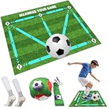 Soccer Training Mat&comma; Anti-Skid Agility Football Footstep Training Mat with Socks&comma; Silent Rubber Soccer Practice Equipment for All Ages&comma; Improve Speed&comma; Strength and Coordination