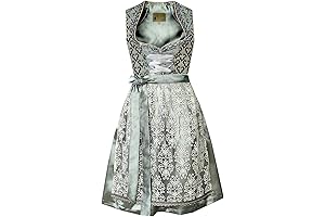 Spellbinding Drindl: Authentic Oktoberfest Bavarian Dress in Silver Blue