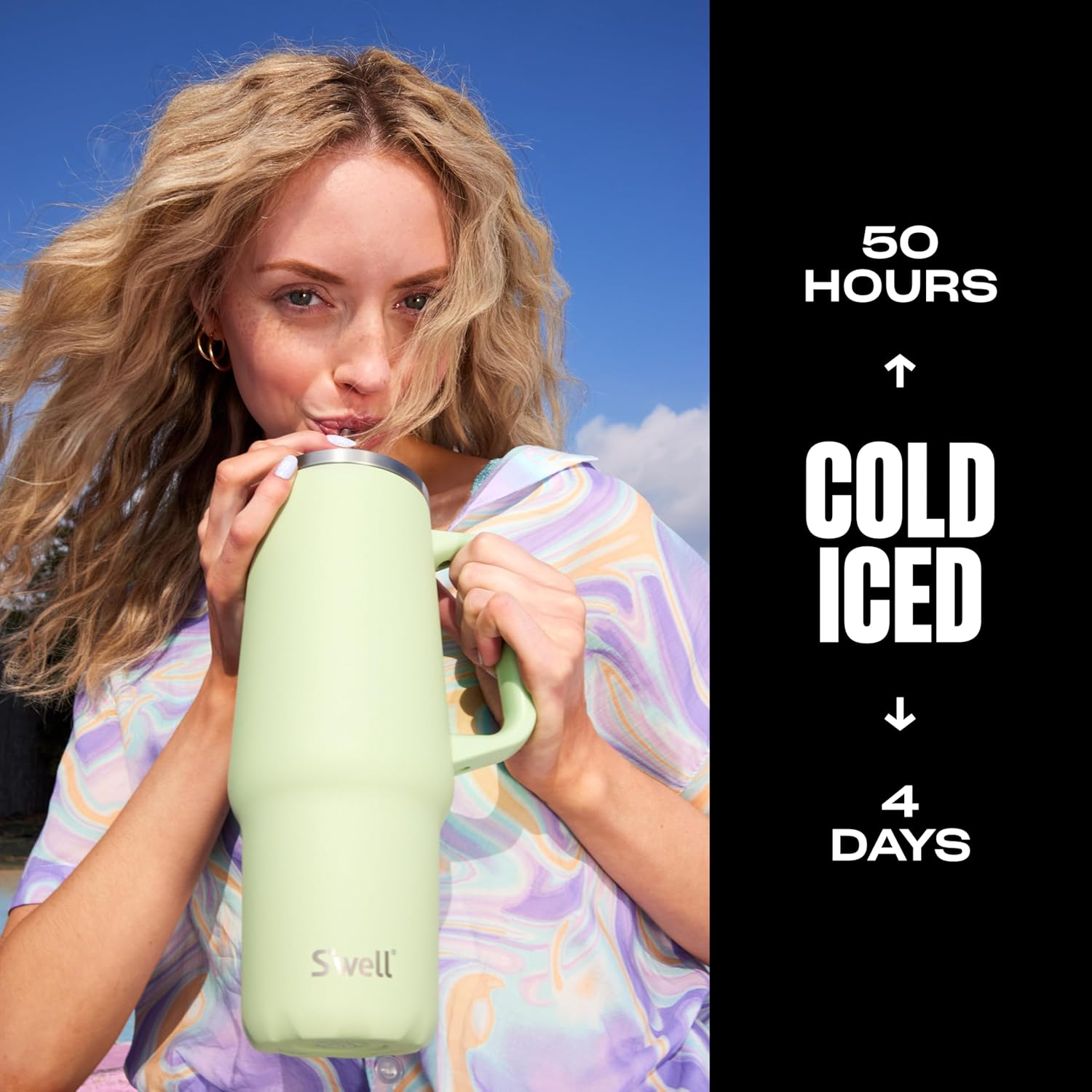 S'well Recycled Stainless Steel Tumbler XL with Straw and Handle, 40oz, Pistachio, Triple Layered Vacuum Insulated Containers Keeps Drinks Cold for 50 hours and Hot for 10 - Image 2