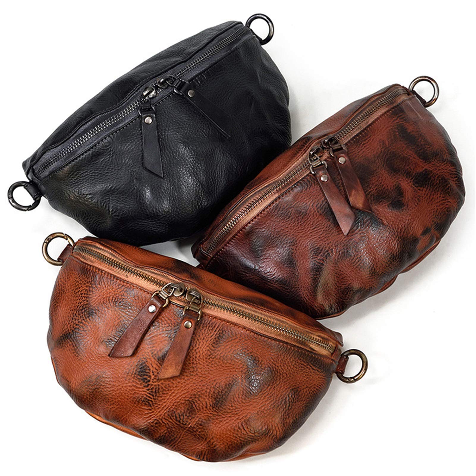 Bolsa de Cintura Riñonera Deportiva para Hombre, Festival bolso de la cintura del paquete de Fanny pechera del vago bolsa de las mujeres del cuero genuino del hombro de Crossbody del teléfono monedero