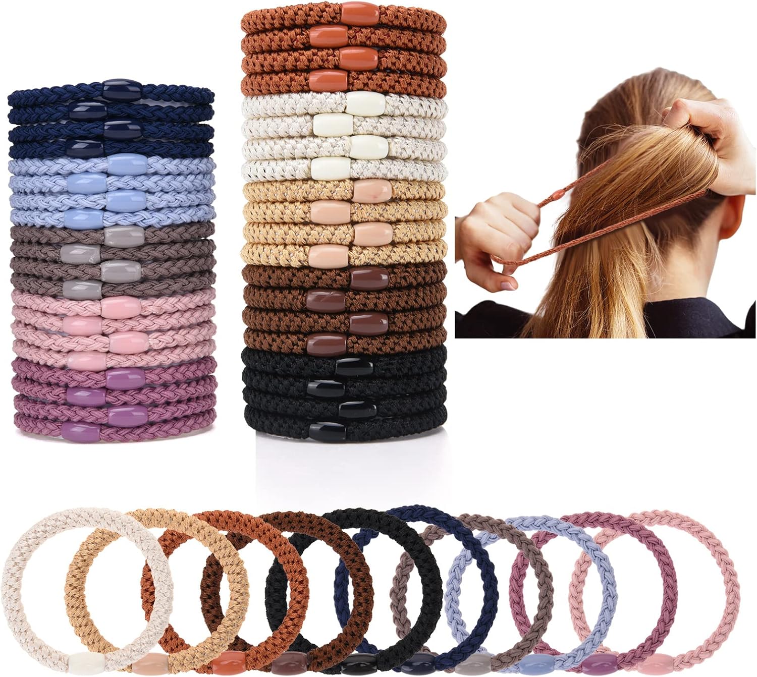 FANKUTOYS 40 Pcs Hair Elastics for Women,Elastic Hairs Ties,Hair Ties