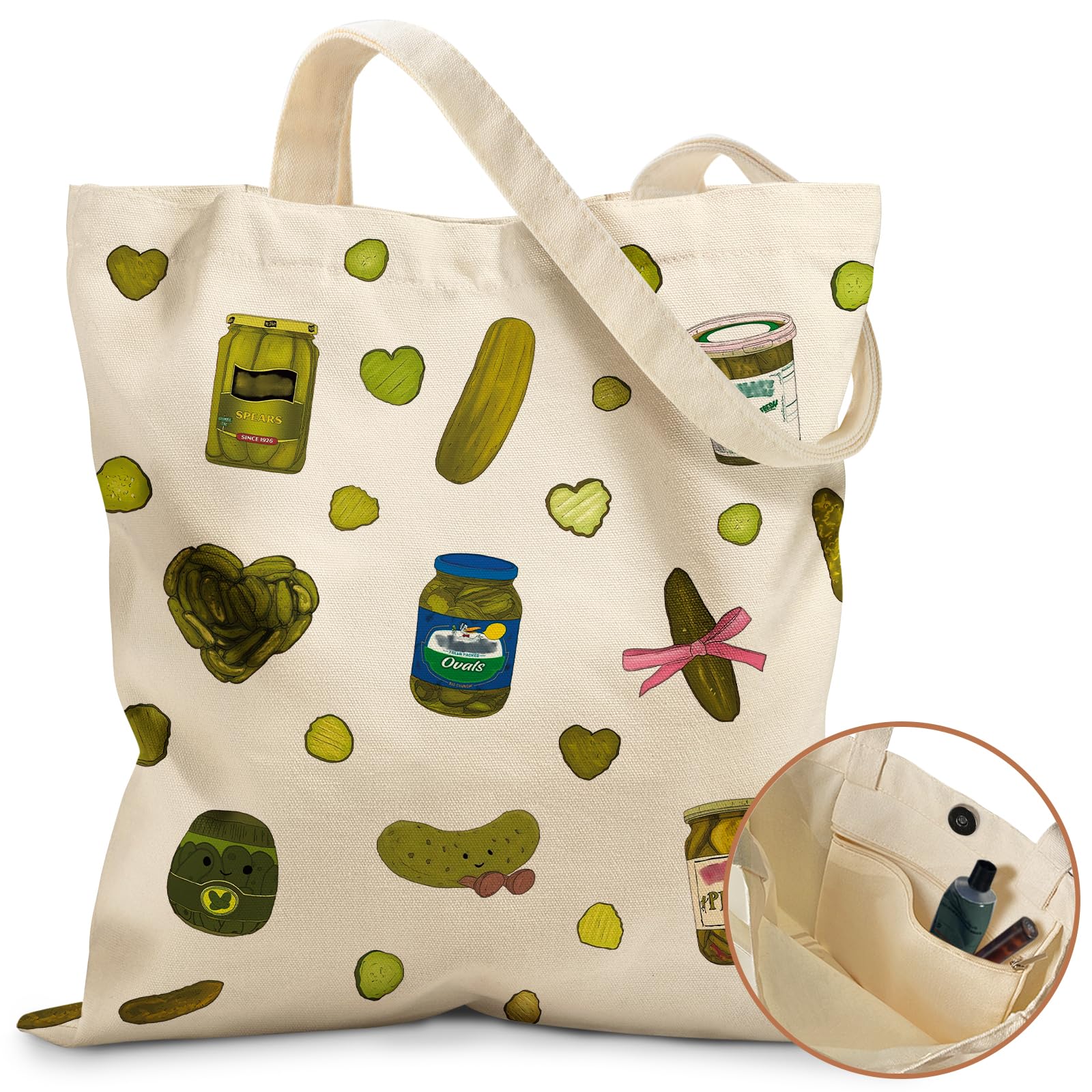 Miss Adola Aesthetic Tote Bag for Women- with Magnetic Buckle and Zipper Inner Pocket Cloth Cotton Canvas Tote Bags