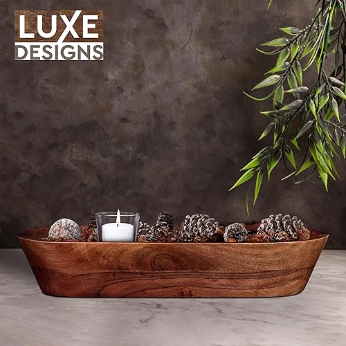 Miniatura 7 de Cuenco de masa de madera  Cuenco de masa rústica de madera de acacia quemada oscura  Cuencos decorativos hechos a mano para decoración del hogar,