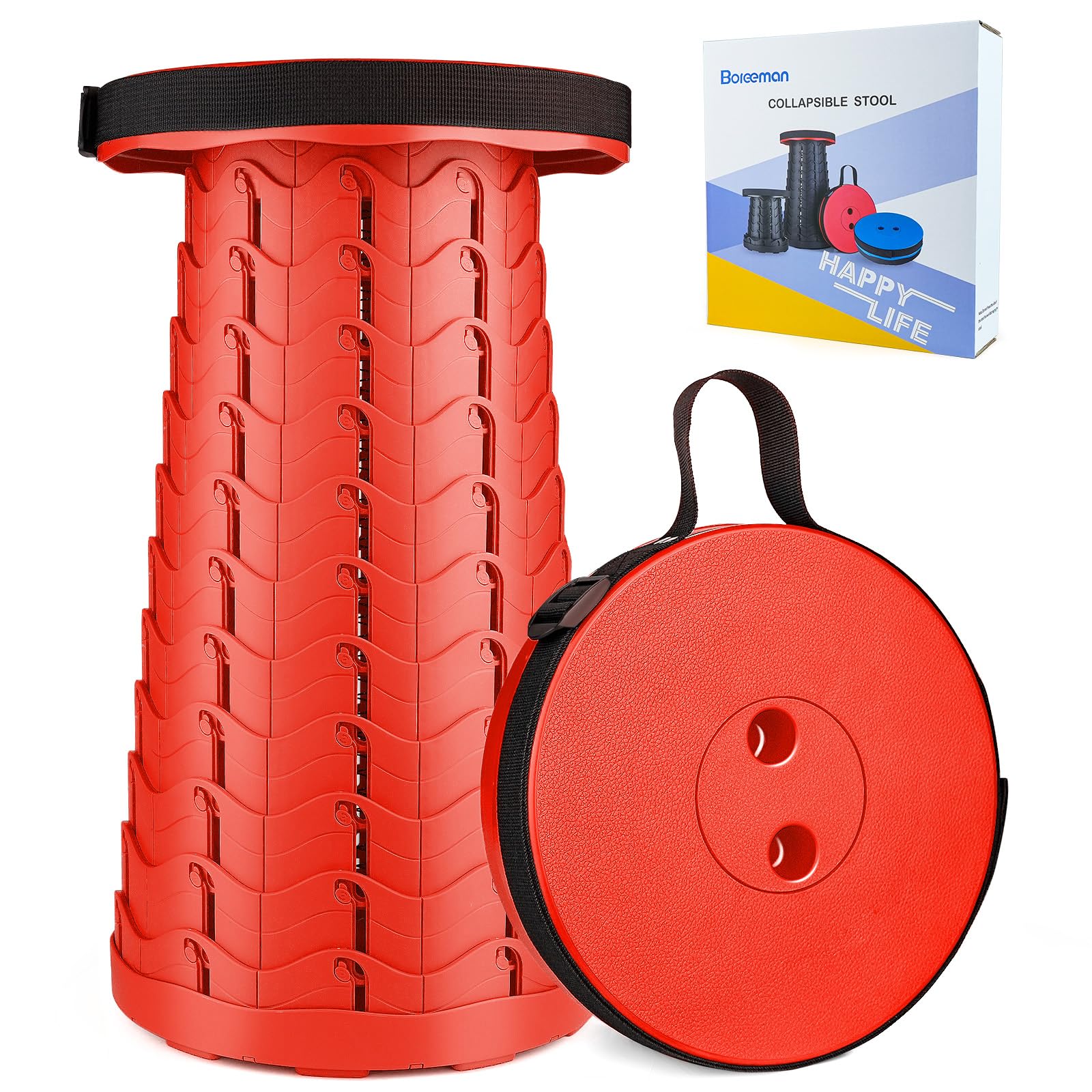 Boreeman Upgraded Folding Stool Lightweight Yet More Sturdy with Load Capacity 400lbs Portable Collapsible Stool for Camping Fishing Hiking BBQ (All