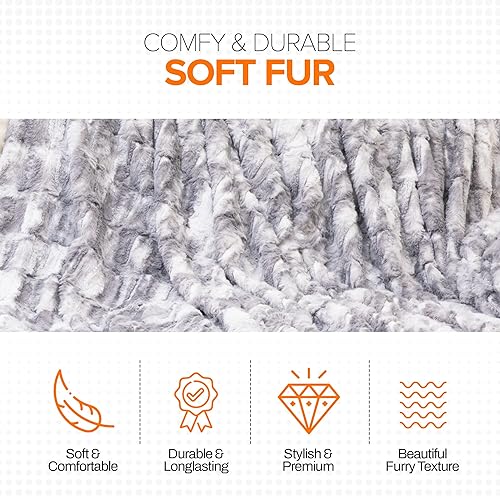 Miniatura 7 de Cheer Collection Mantas decorativas de piel sintética para sofá, camas, dormitorio y sala de estar, lujosamente suave, diseño de bambú, 50 x 60