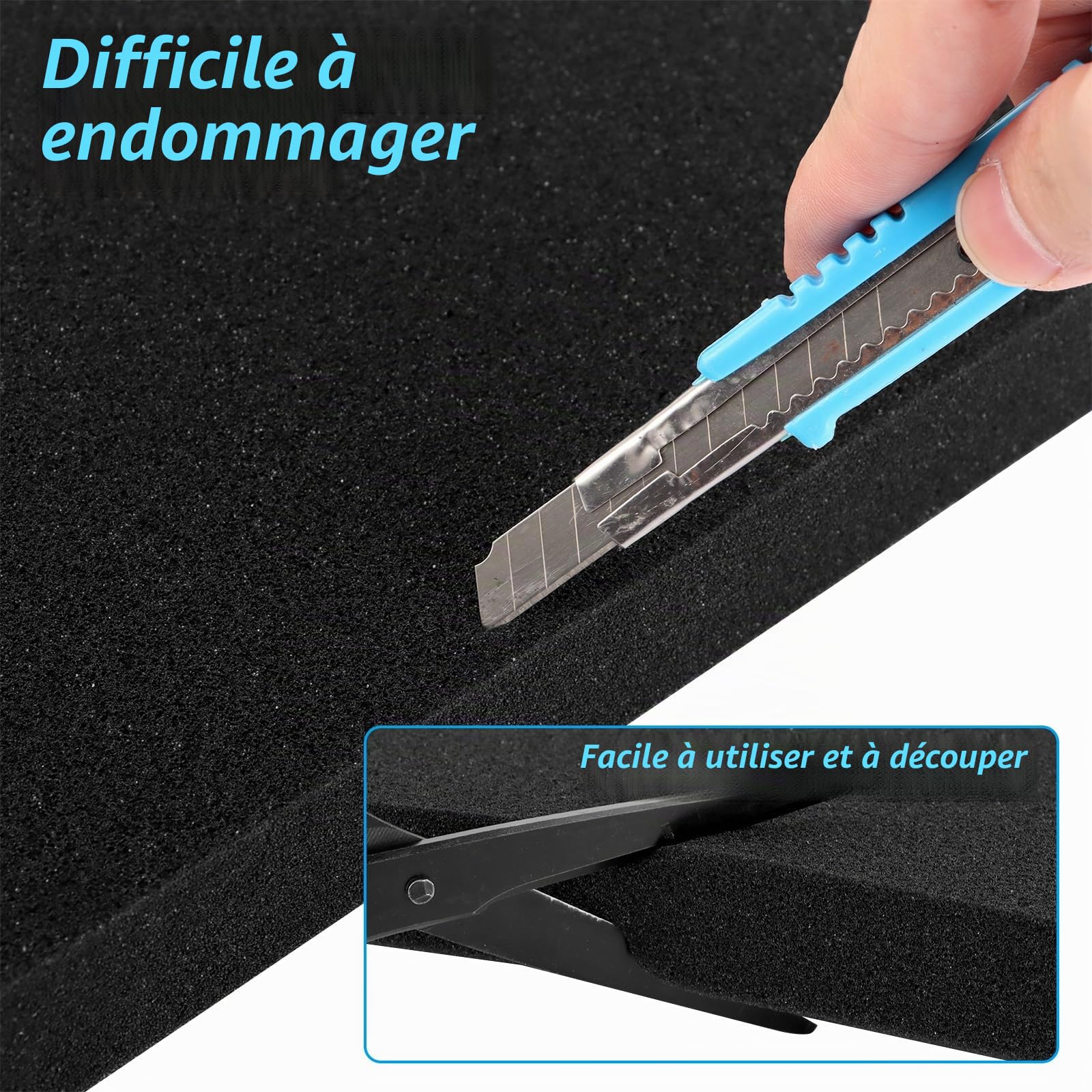 Lot de 6 plaques en mousse - Découpe de 400 x 300 mm - Pour mallette de protection, insert en mousse à outils - À découper soi-même - Hauteur : 25 mm