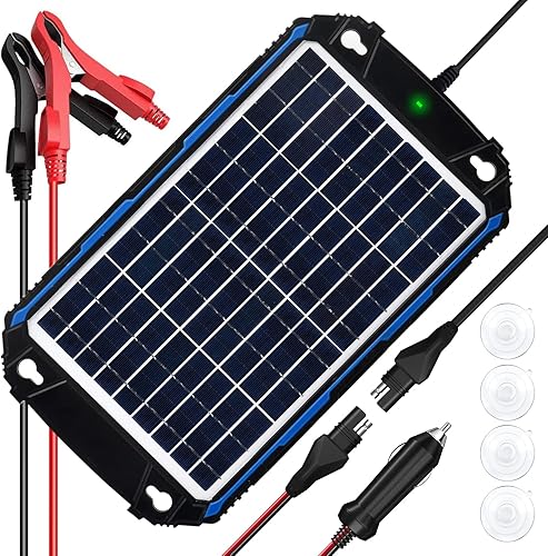 SUNER POWER Cargador de batería solar impermeable de 10 W 12 V y mantenedor Pro, controlador de carga MPPT ultrainteligente integrado, kit de carga
