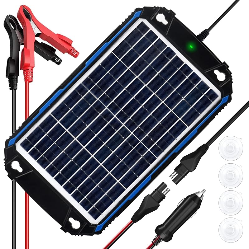 Carregador e Mantenedor Solar de Bateria SUNER POWER 10 W 12 V com MPPT, Painel à Prova d’Água BC-5W Solar Battery Charger Pro
