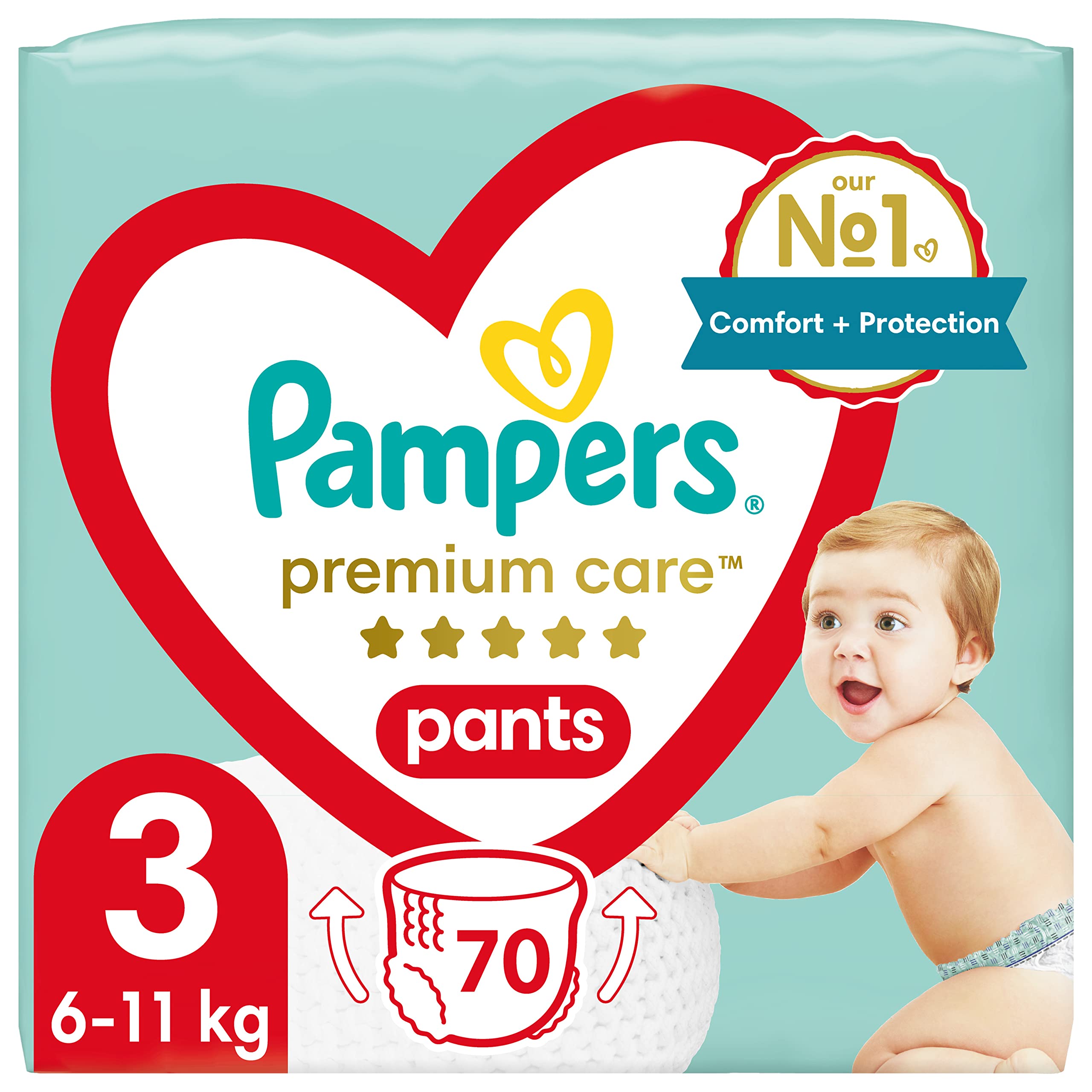 Pampers Pants Windelhose Größe 3 (6-10 kg), Premium Care, 70 Stück, Für Baby Haut, Einfach Zu Anbringen Windeln