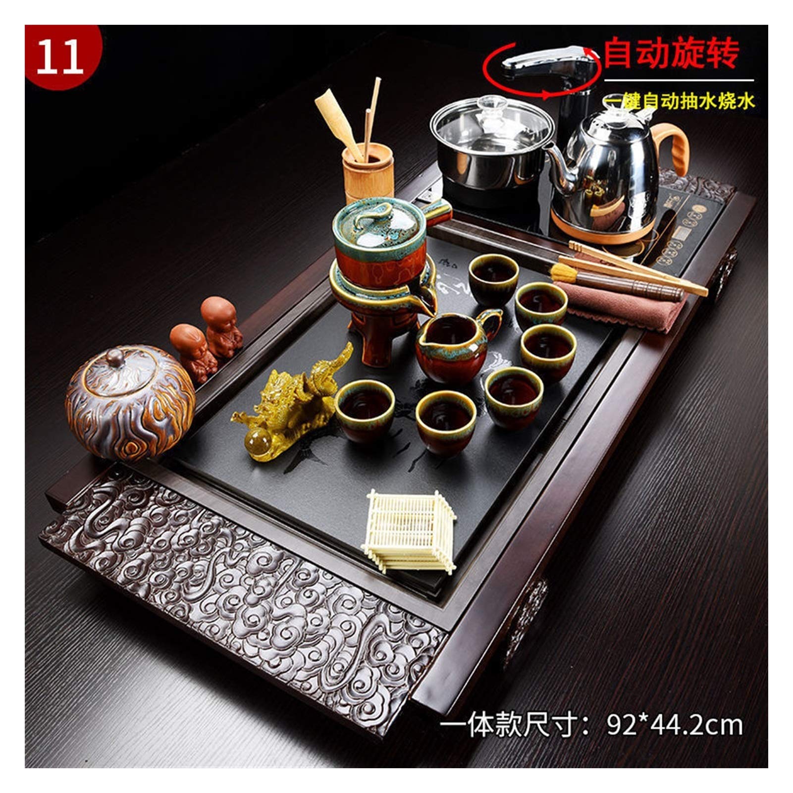 Zestaw do herbaty Kungfu Zestaw herbaty Stylu Drewna Taca Herbata Pełny Zestaw Automatyczne Wody Indukcyjne Pulpit Herba Ceremonia Teapot Pudełko Prezent Zestawy upominkowe do herbaty (Color : B1)