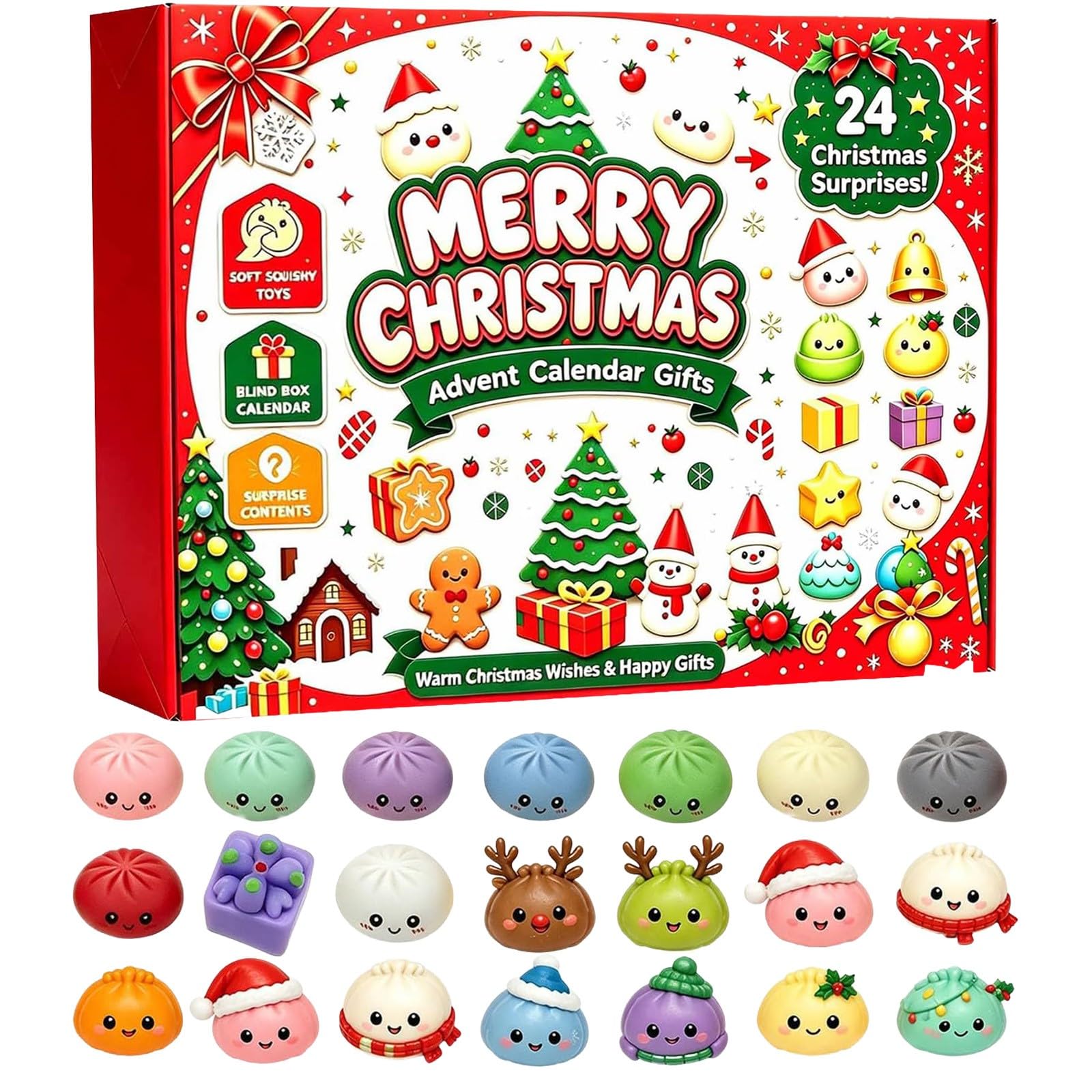 Christmas Squishies Advent Calendar 2026, 24 Day Countdown for Adults