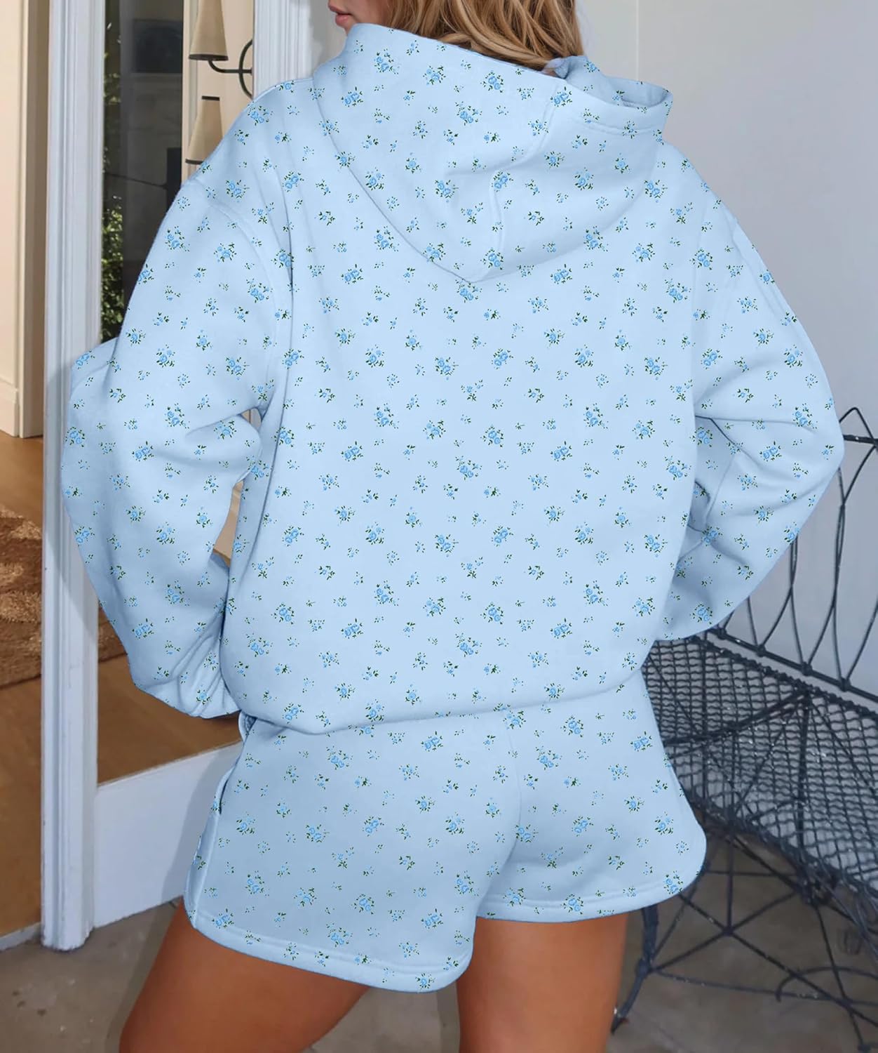 Women Y2k Oversized Floral Print Fleece Pullover Cute Hoodies Preppy Snowflake Hooded Sweatshirts Aesthetic Fall - Image 3