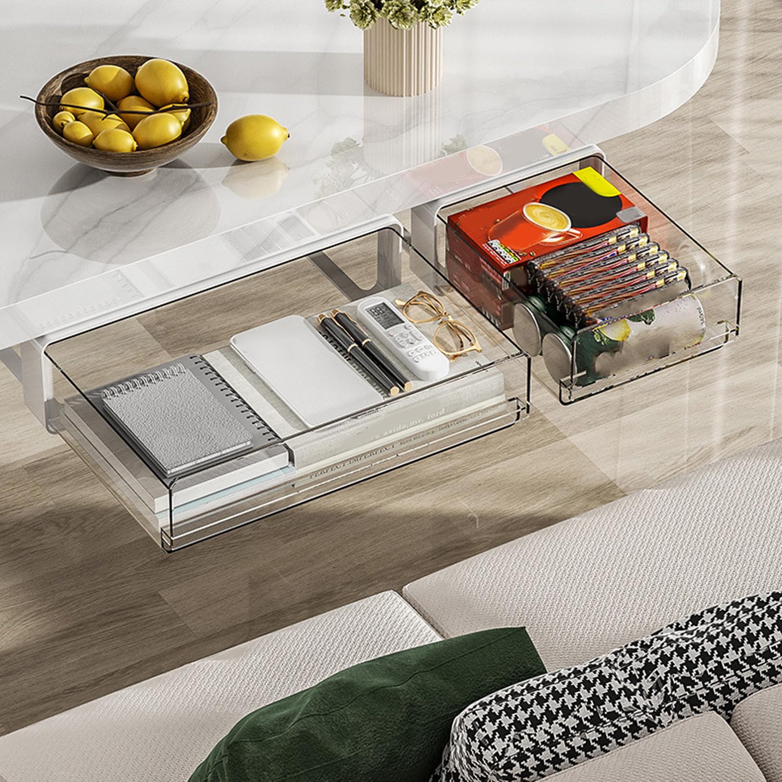 Organizer per cassetti sotto la scrivania, soluzione di archiviazione espandibile, cassetti estraibili di grande capacità per ufficio, casa, camera da letto, spazio di lavoro, massimizza spazio e