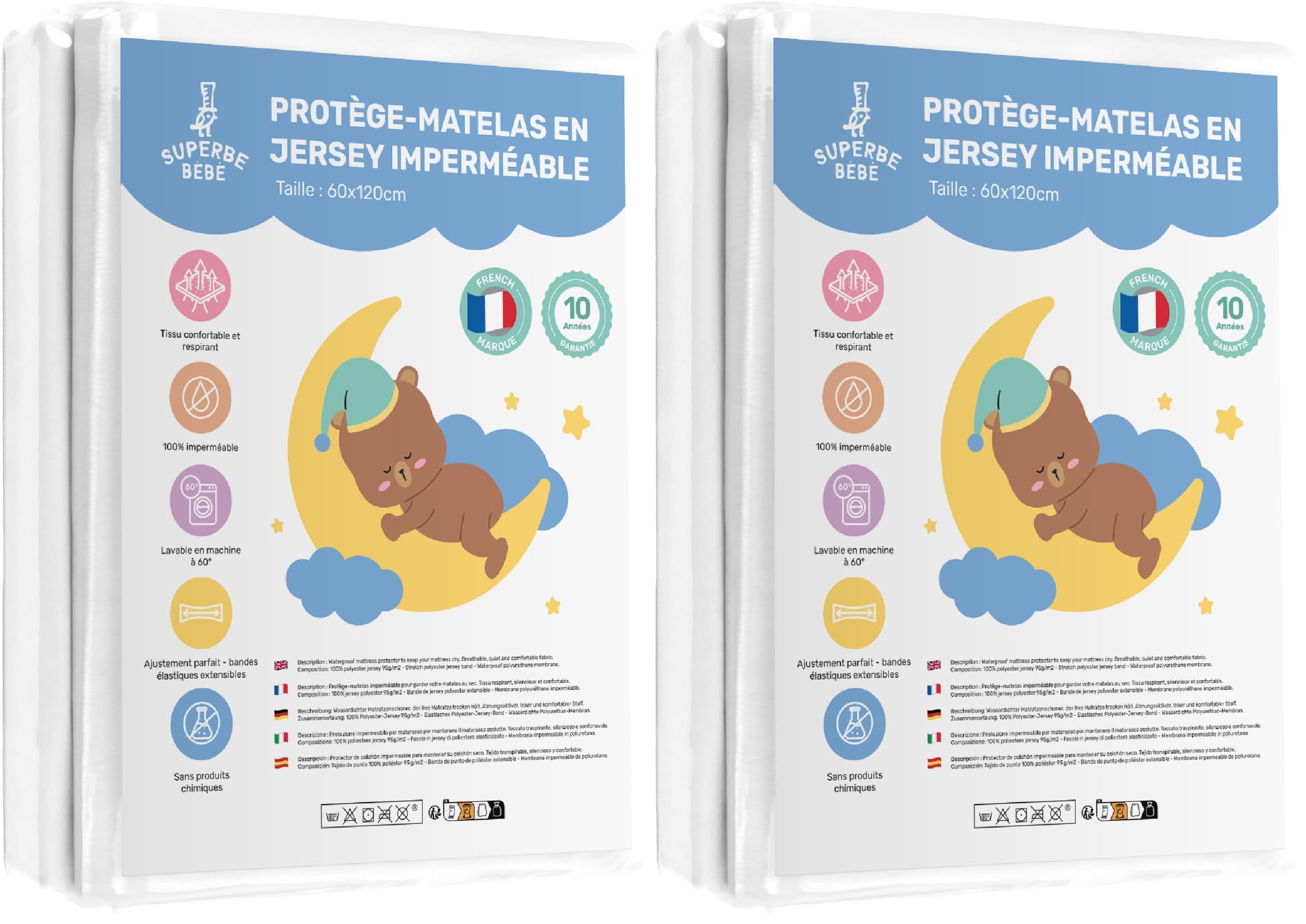 Coprimaterasso Impermeabile Lettino 60x120 - Protettore Per Materasso Per Bambini - Coprimaterasso Culla Facile Da Installare, Morbido E Traspirante - Certificato Oeko-tex Garanzia 10 Anni