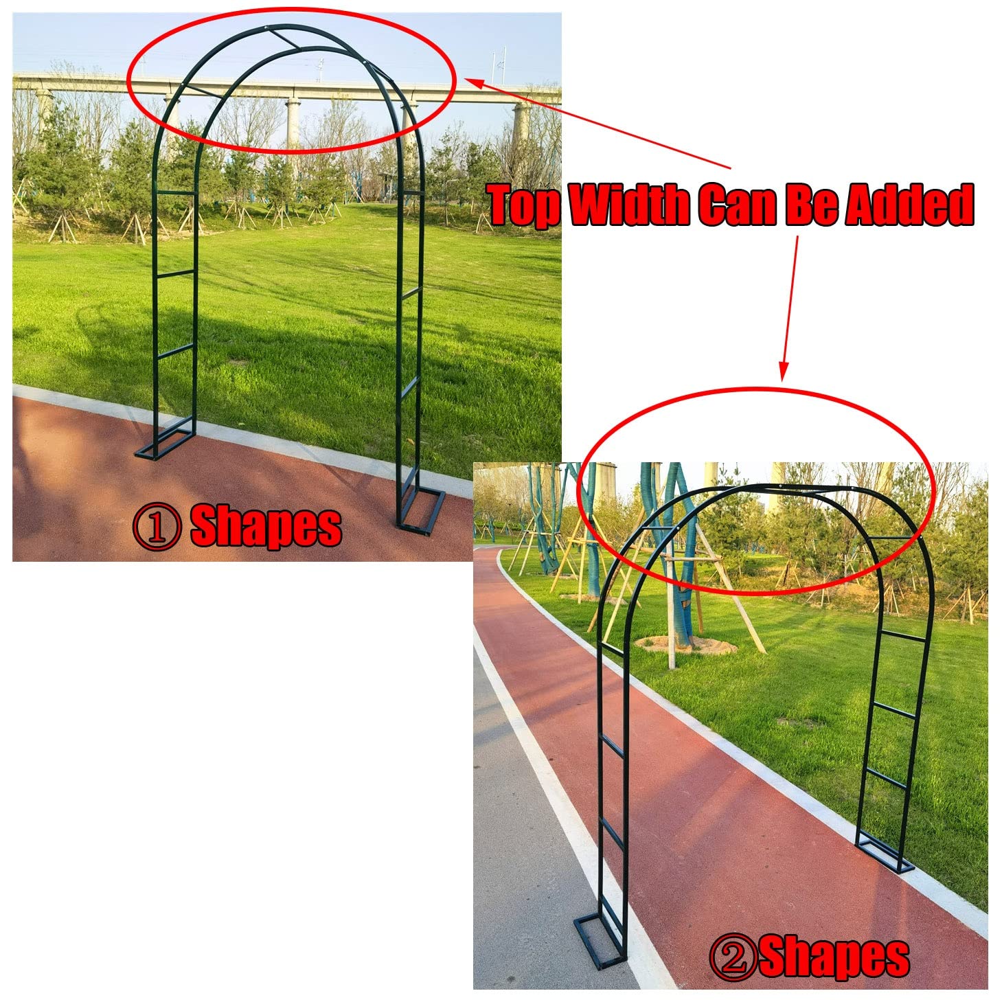 Metalowy stojak na łuk weselny, dekoracyjna pergola ogrodowa z łukiem, do pnączy i roślin, dekoracja na wesele, trawnik, patio, przyjęcie, łatwy montaż (biały łuk, 240 x 220 x 40 cm)