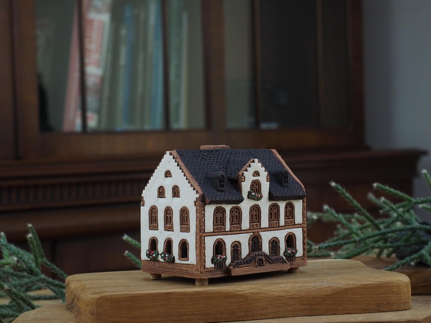 Handmade Ceramic Art Cone Incense Holder Room Decoration Handcrafted Collectible Miniature Town Hall in Wiesbaden, Germany R380