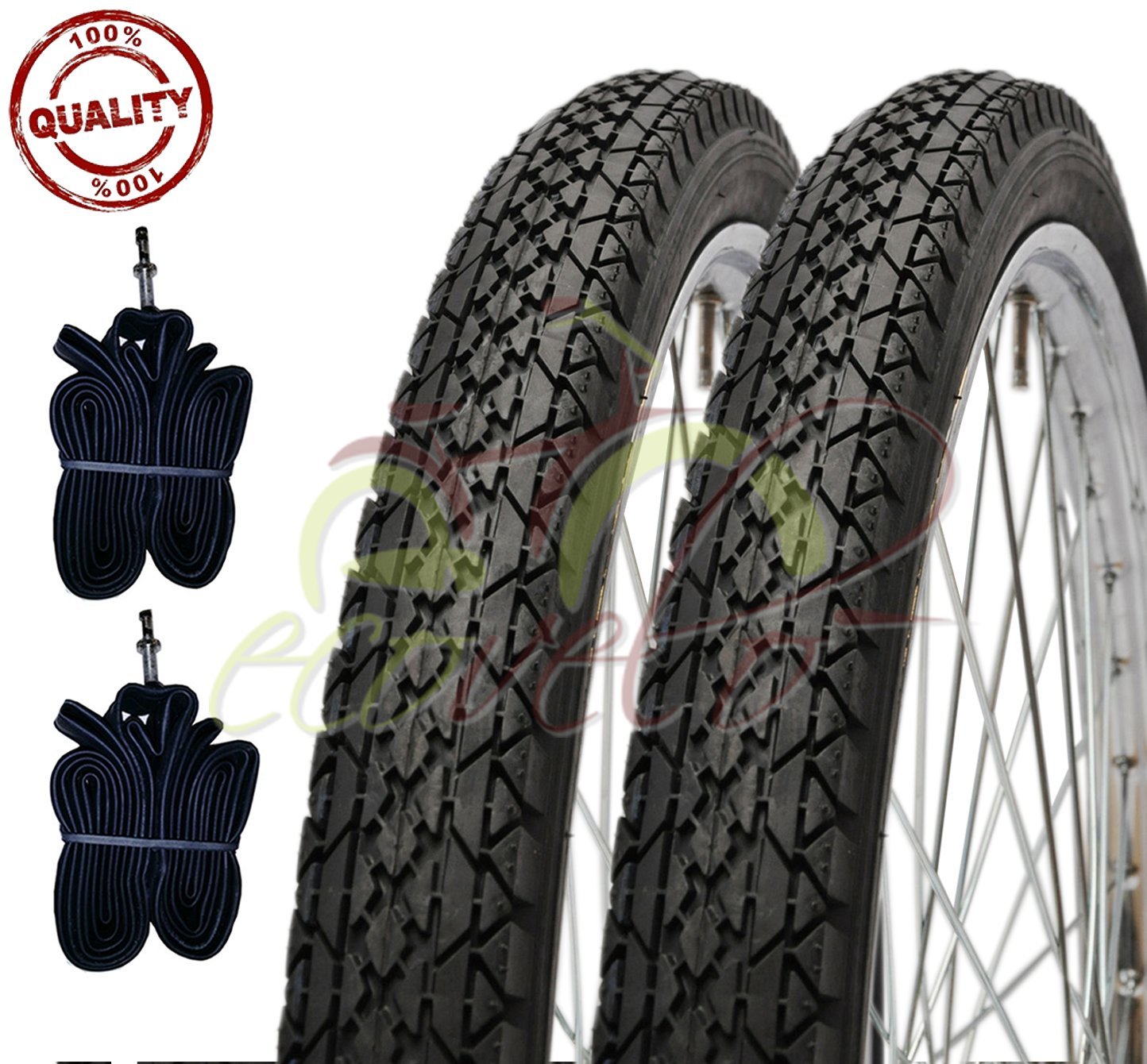 DEESTONE 26 x 1 3/8 NERO - 2 Copertoni + 2 Camere d'aria per