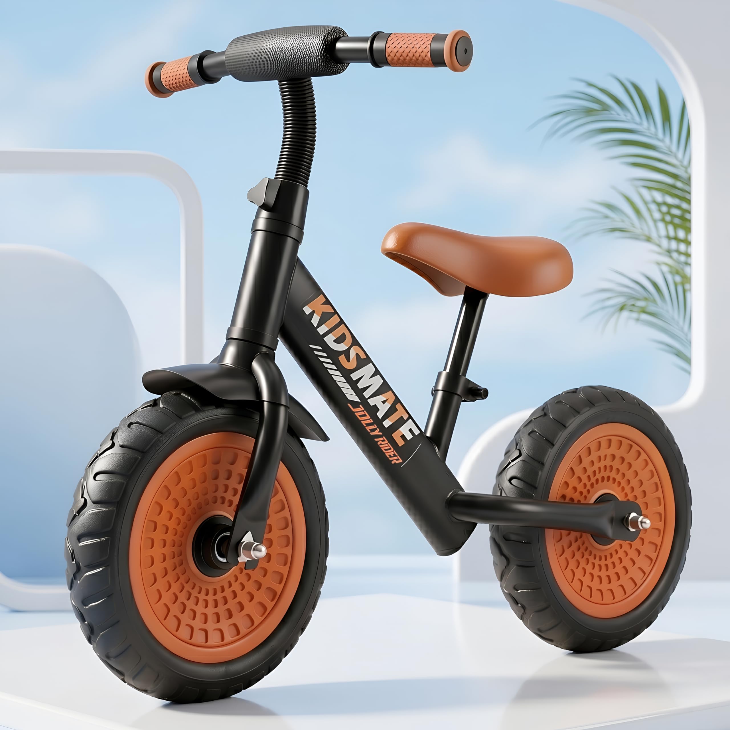 Kidsmate Jolly Rider Kids Balance Bike for 2-4 Years | Lightweight Pedal-Free Kids Balance Cycle with EVA Tyres, PU Foam Seat & Metal Frame | Baby Cycle Training Bike for Boys & Girls - Black-image-8