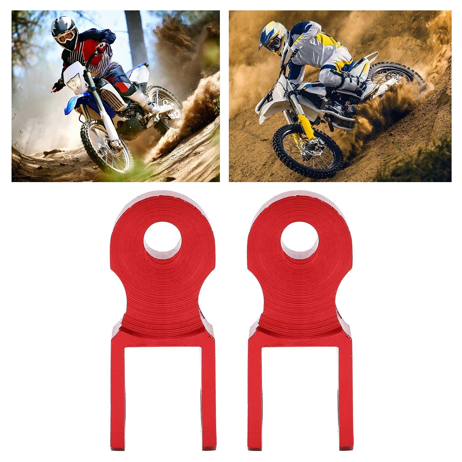 Buachois 2 Pezzi Riser Ammortizzatore Posteriore M10, Prolunga Altezza in Lega di Alluminio per Moto (Rosso)