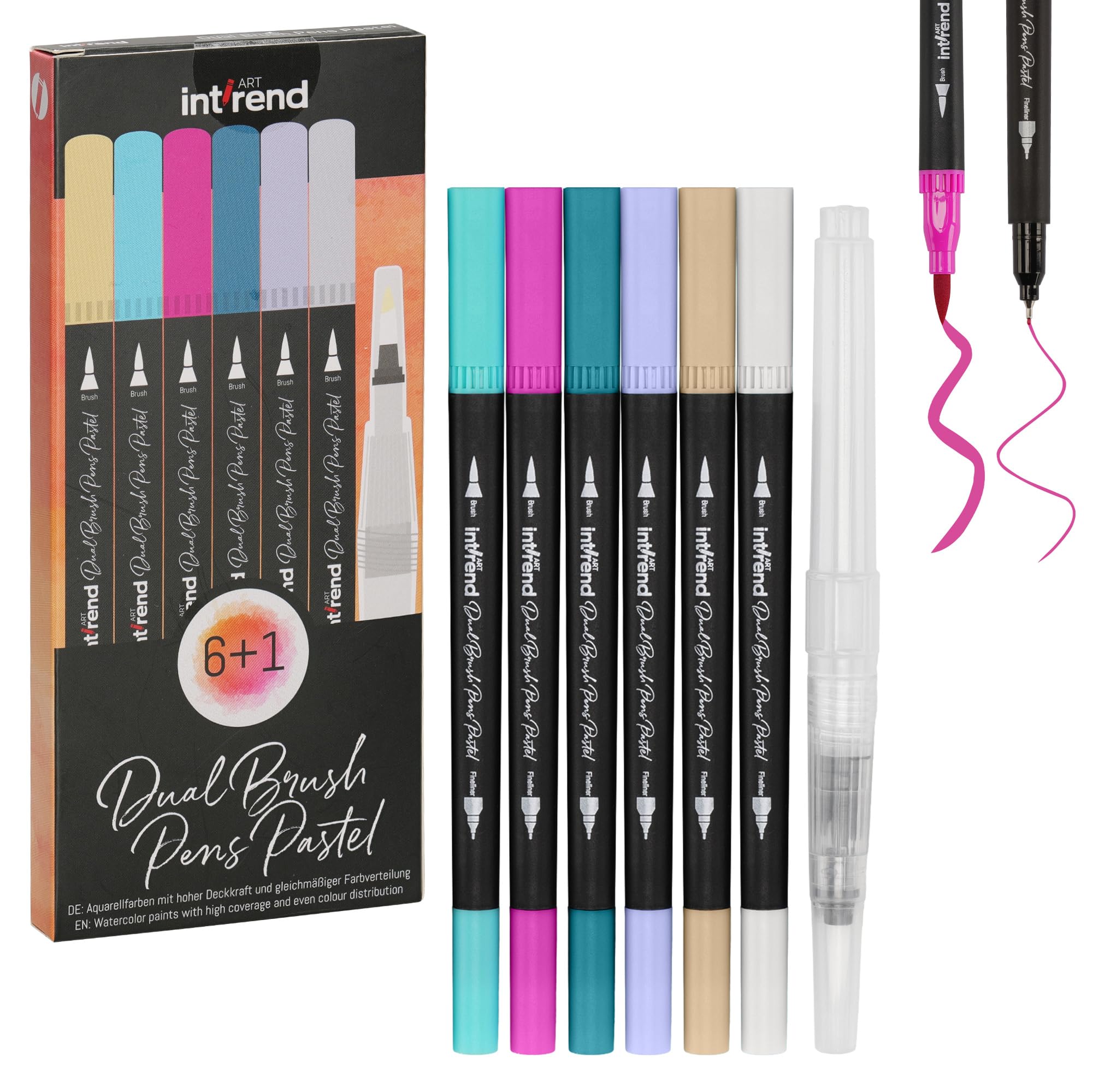 Intrend Dual Tip Brush Pen Set Marker Pens With Felt Tips Pastel  Coloured Markers for Calligraphy or Journalling Brush and Fineliner Pens