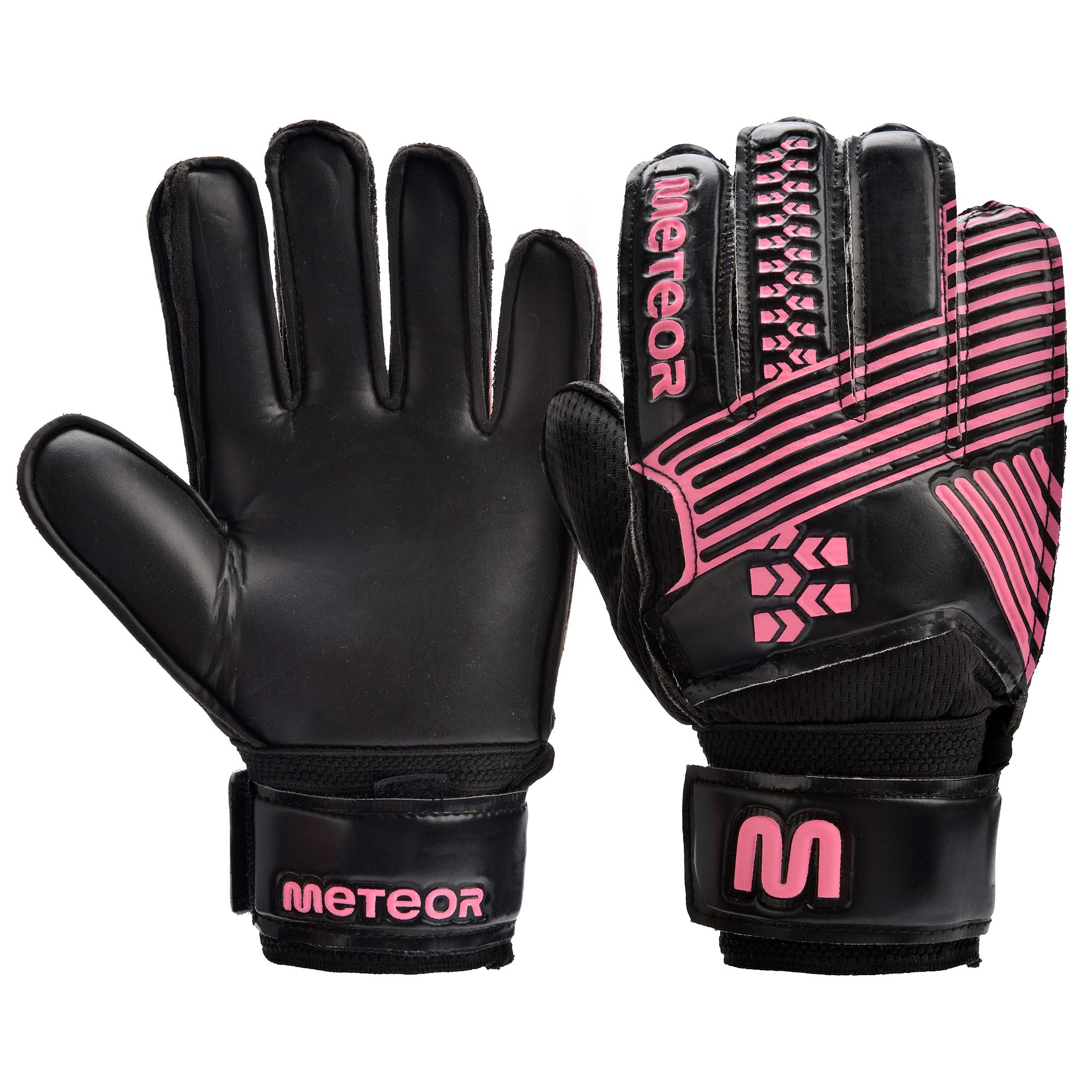 meteor Catch goalkeeper gloves, Goalkeeping gloves Flat Cut, EVA Foam Padding, Strong Grip in Wet & Dry Conditions