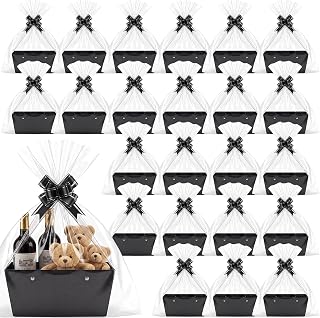 PerKoop 24 Sets Black Baskets for Gifts Empty Bulk Kraft Gift Basket