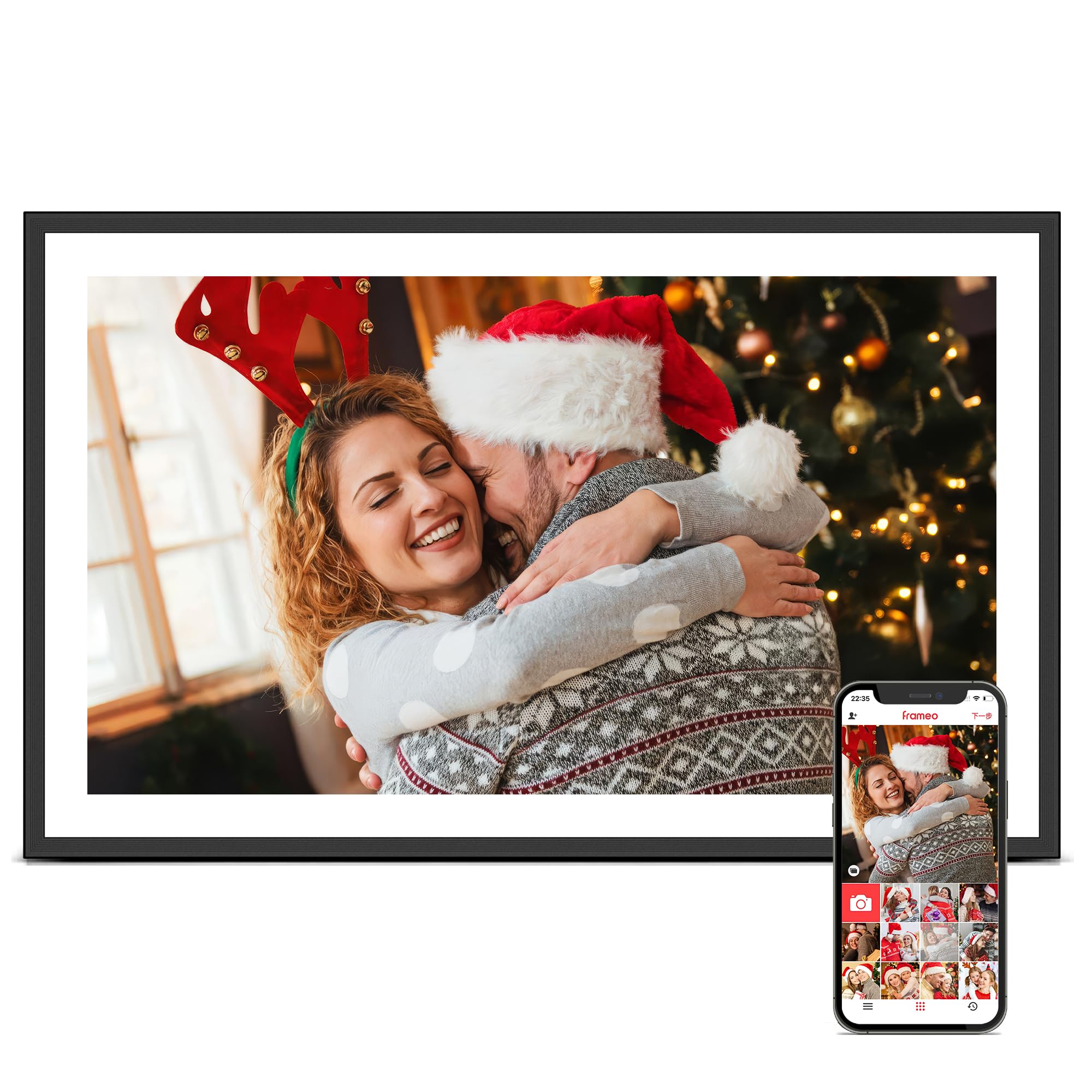 WiFi Digital Picture Frame, Frameo 15.6 inch Large Digital Photo Frame, 1920*1080 IPS FHD Touchscreen, Instant Share Pictures Video, 32GB Storage,