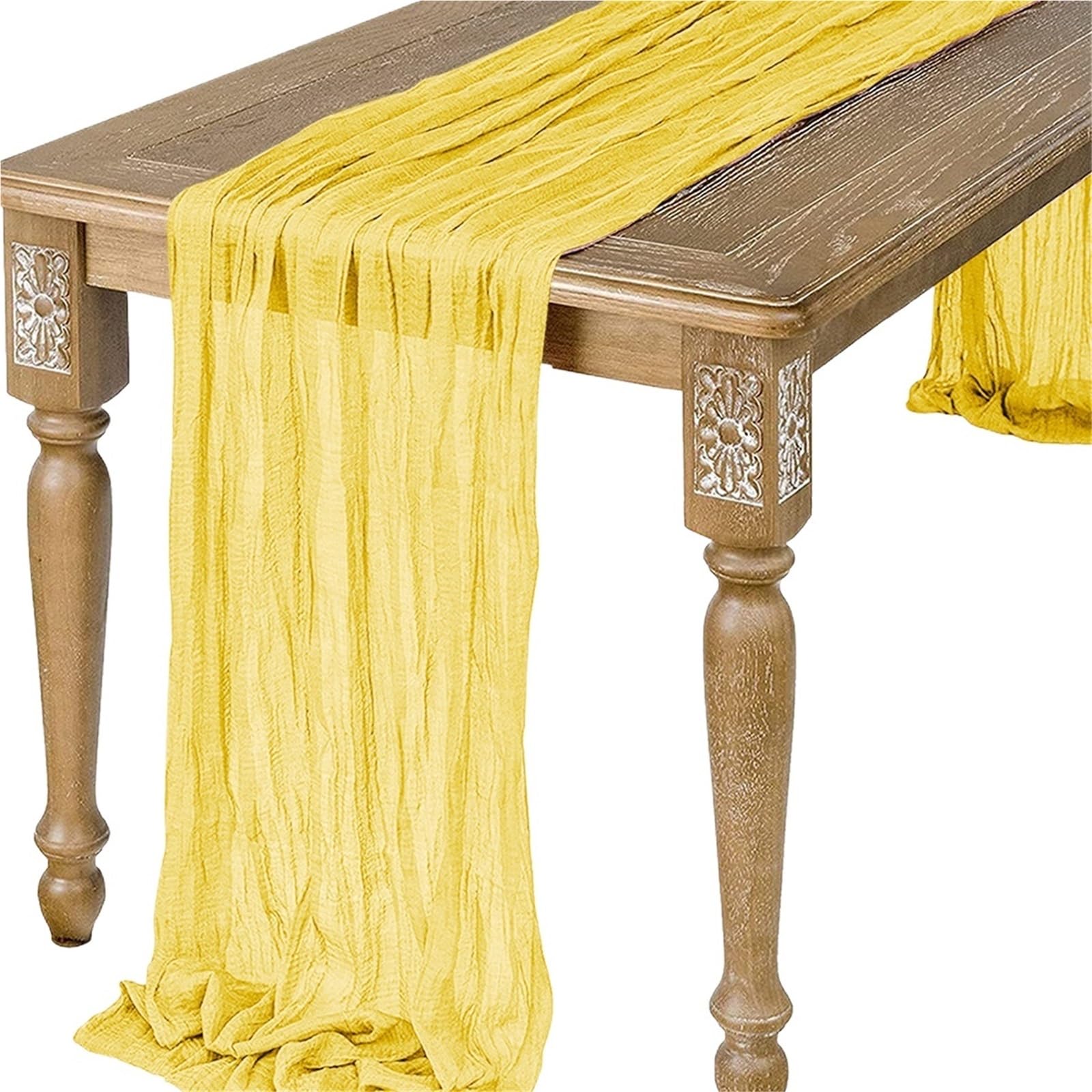 Green Gauze Table Runner Burlap Cheesecloth Setting Dining Rustic Country Wedding Birthday Decor Linens