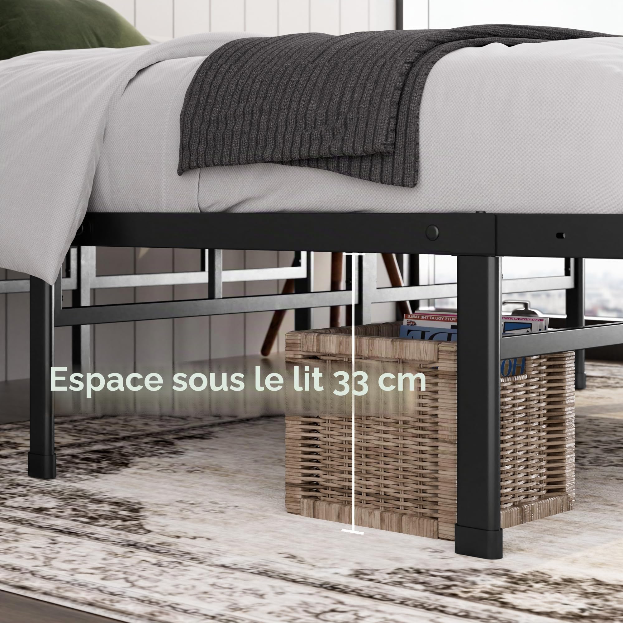 Zinus Fond de Teint pour Matelas Justin Facile à Assembler, Hauteur 36 cm, Support en Acier, Grand Espace sous Le lit
