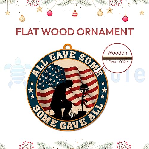 Miniatura 5 de Hyturtle Adorno navideño de veterano para árbol de Navidad 2D, regalos para soldado veterano, fuerzas armadas, miembros militares del ejército de