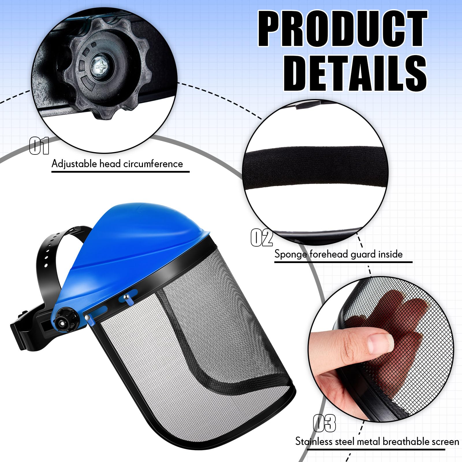 Écrans Faciaux de Sécurité Réglables Visière de Protection en Maille d'Acier Hestya 2 Pcs
