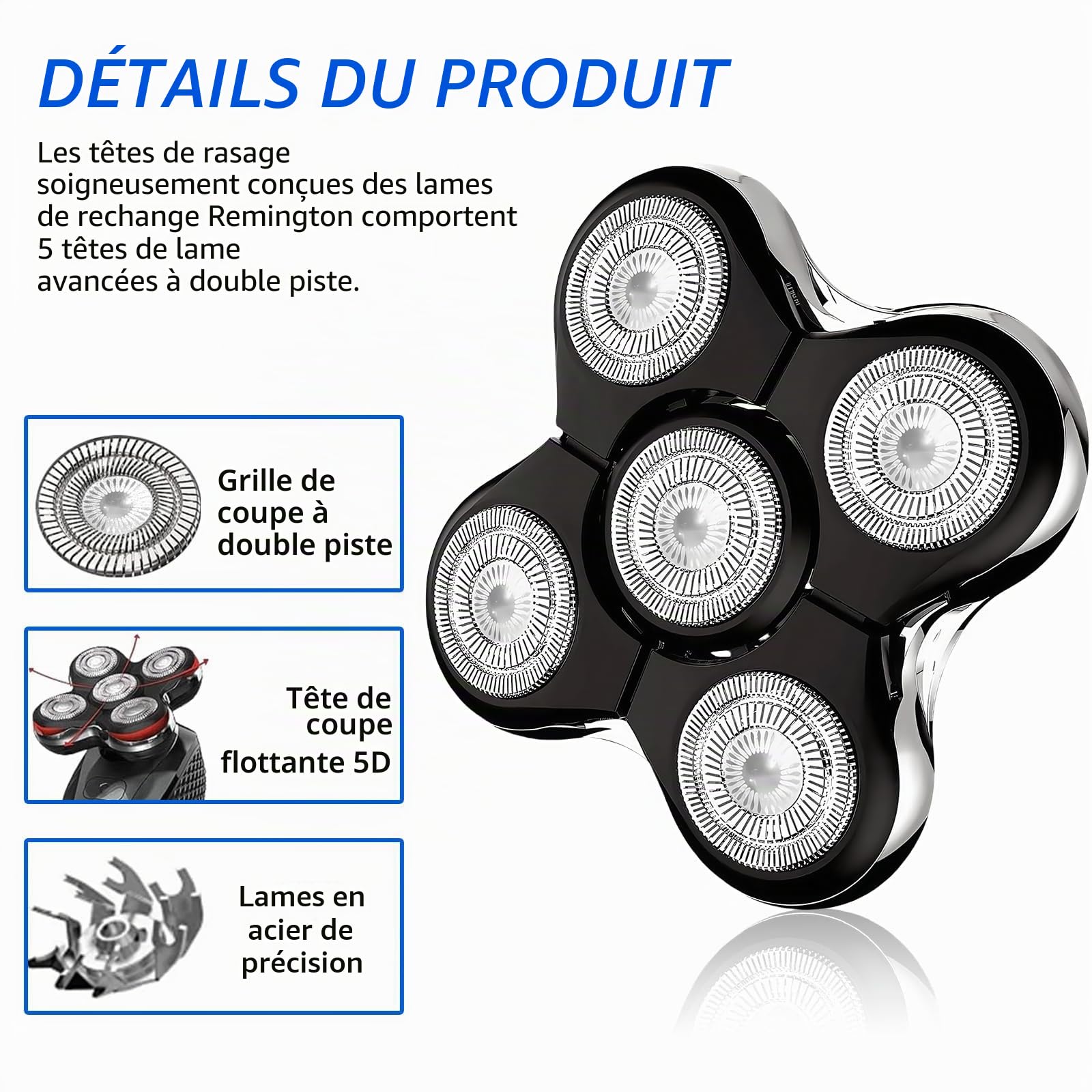 2 pièces de têtes de Remplacement pour Les tondeuses à crâne Remington XR7000, XR1500, XR1501, Rasage précis pour Hommes, Rasoir crâne Hommes