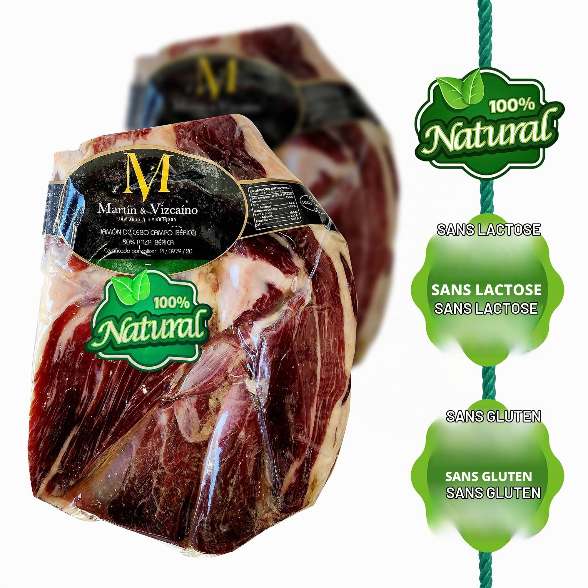 2,5 Kg Jambon Iberique (Épaule) PATA NEGRA Désossé 100% naturel - Originaire de porcs ibériques élevés en plein air à Dehesas - Epaule Iberique Espagnol Sans Os - Jamon Iberico, Paleta Iberica
