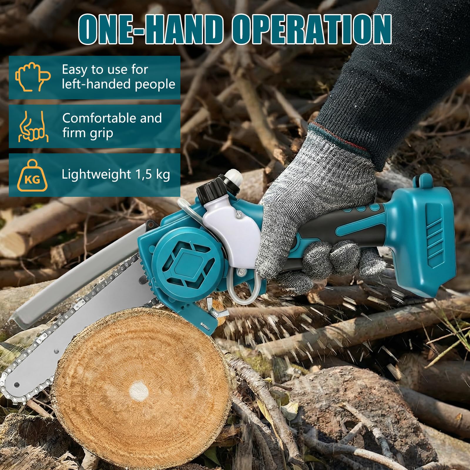 Mini akumulatorowa piła łańcuchowa kompatybilna z Makita, 18 V, bezszczotkowa elektryczna piła łańcuchowa 20 cm, 15 cm, mała piła łańcuchowa, zamek bezpieczeństwa, automatyczny olejarz, piła