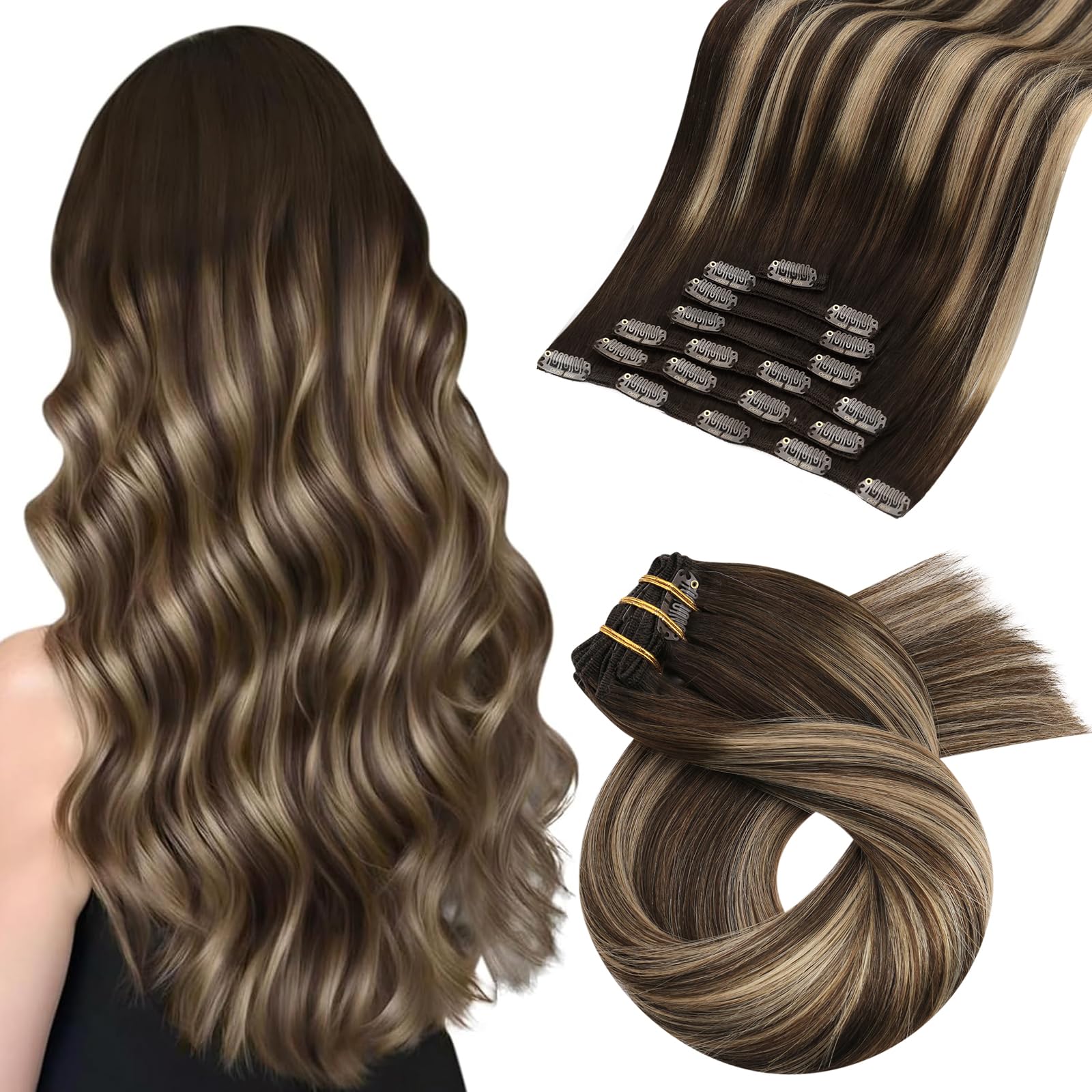 Moresoo Clip in Extensions Echthaar Haarverlängerung Echthaar Extensions Clip