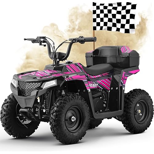 Superrio 4 Wheeler for Kids 8-14, Four 4 Wheelers for Adults, 40CC 4-Stroke Kid Quad Mini Dirt Bike, Cuatrimotos 4x4 para NiñOs, Kids Gas 4 Wheeler, Max Load 165 lbs, Gas Powered Utv (19-Pink.)