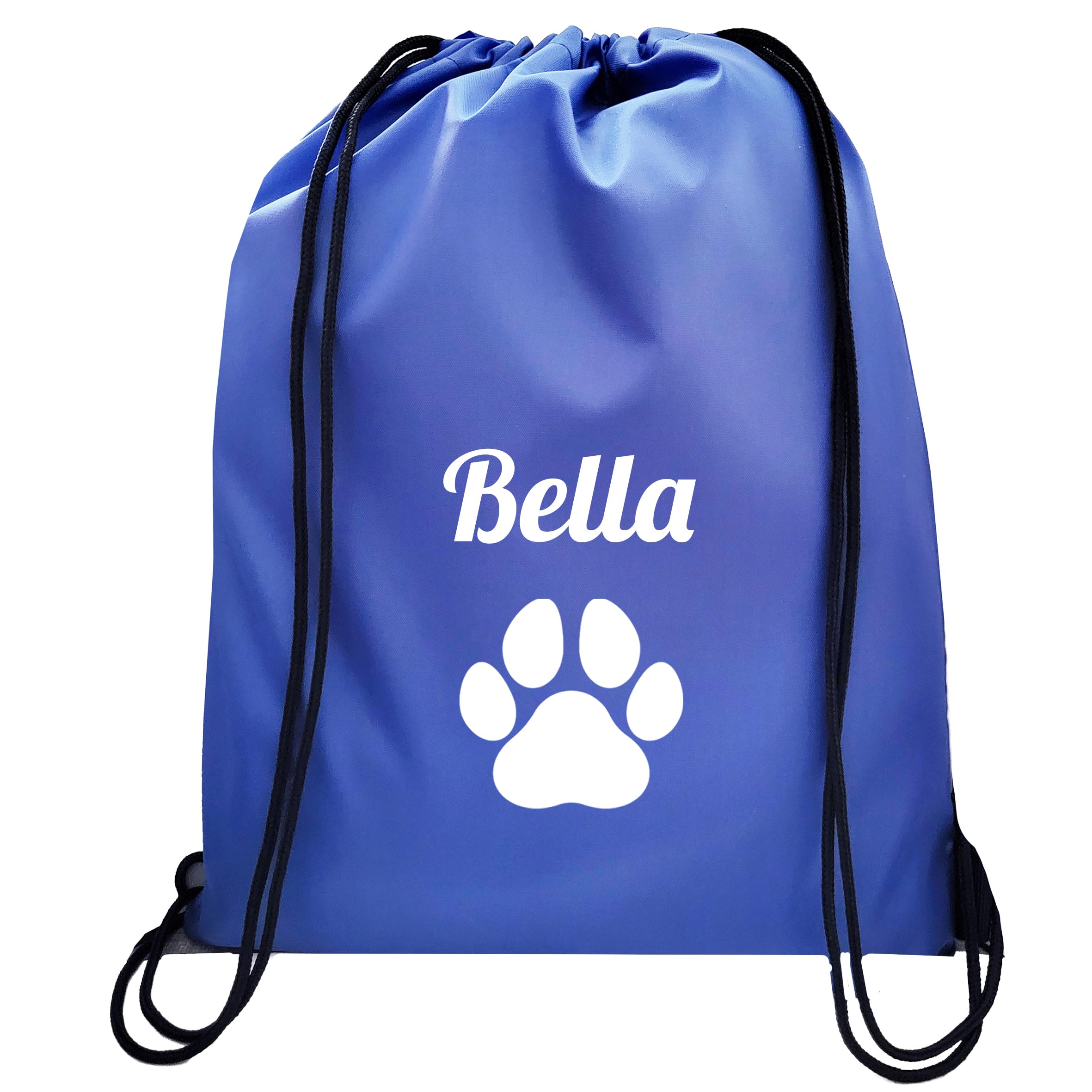 JJLC Personalised Dog Drawstring Bag Paw Treat Toys Training Storage Holder (Royal Blue Paw Drawstring)