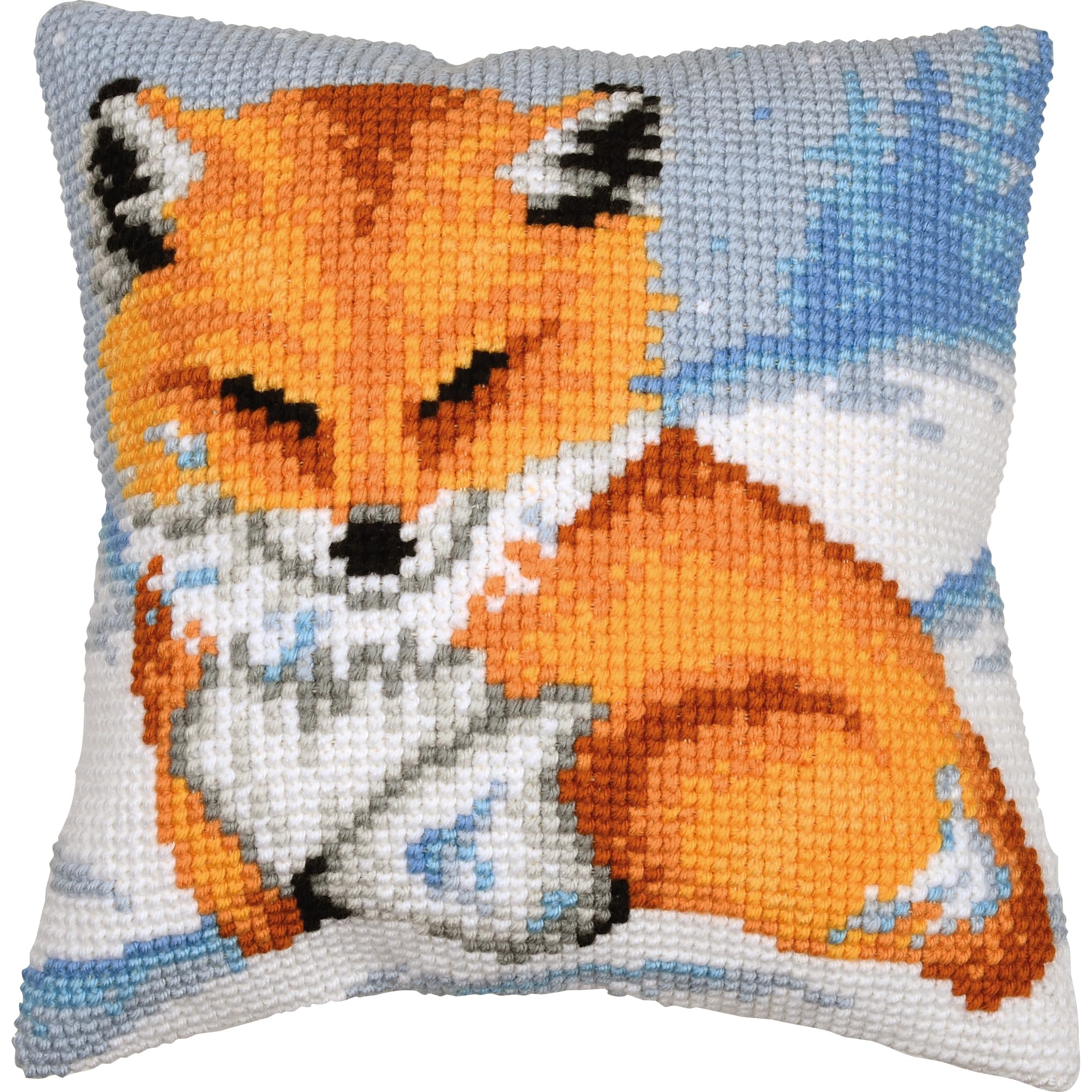 Vervaco stamped cross stitch kit cushion ""Little Fox"", 40x40cm