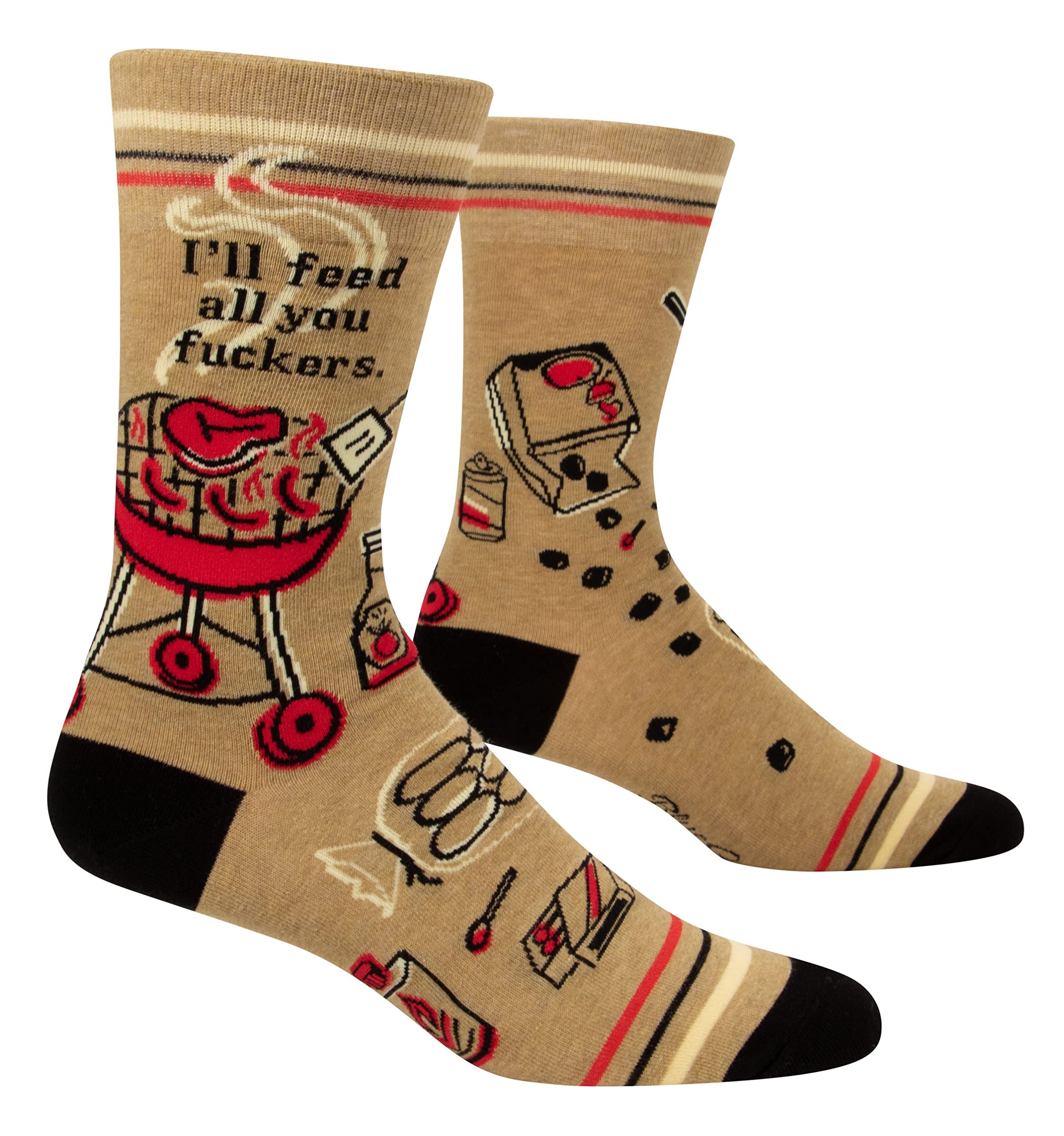 Blue Q Men's I'll Feed All You Ers ’S Crew Socks – Funny Novelty Crazy Gift For Dads, Husbands & Guys, Cool Funky Unique Design - Fits Shoe Size 7–12, One Size