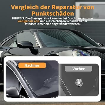 Professional Windshield Repair Kit for Stone Chip Repair, Universal Glass Repair Set for Cars, Practical & Quick & Easy, WITHOUT UV Lamp