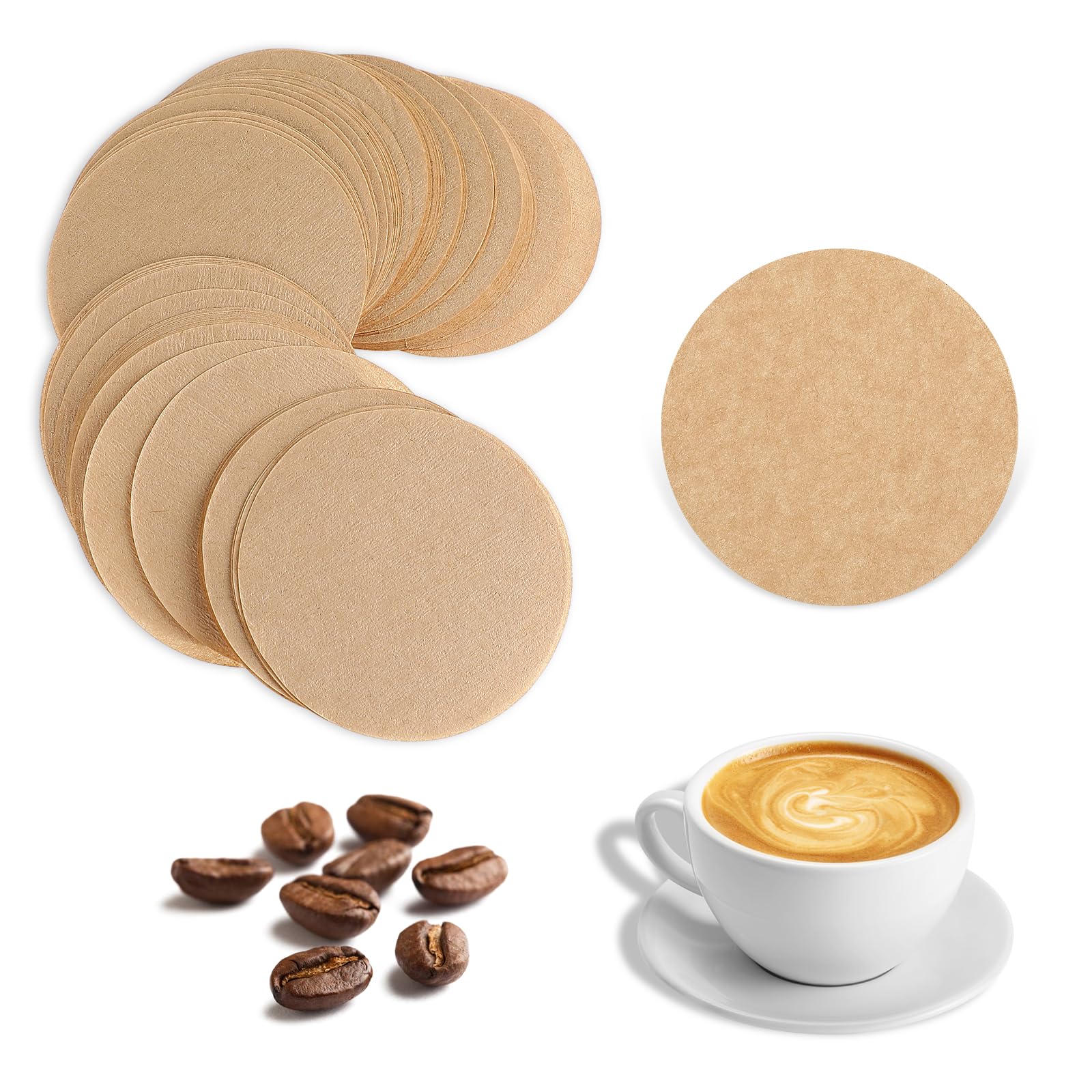 Jeffdad400pcs Disposable Round Coffee Filter Paper, 2.5" Unbleached Natural Paper Coffee Filter, For Pour Over Coffee And Espresso-Style Coffee Maker(Wood color)
