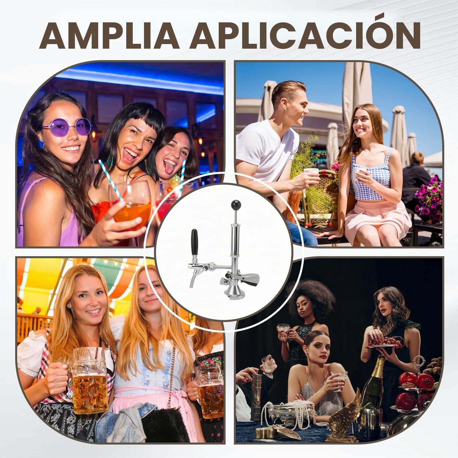 Bomba de cerveza de 4 pulgadas, grifo de cerveza de acero inoxidable, kit de grifo con bomba de aire y distribuidor, grifo de pistón para conexiones de barril, bomba de barril, perfecto para picnics y