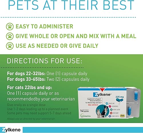 Miniatura 6 de Vetoquinol Zylkene Calming Support Supplement for Medium Dogs 33-65lbs Promotes Relaxation, Reduces Stress, and Supports Occasional Anxiety Relief